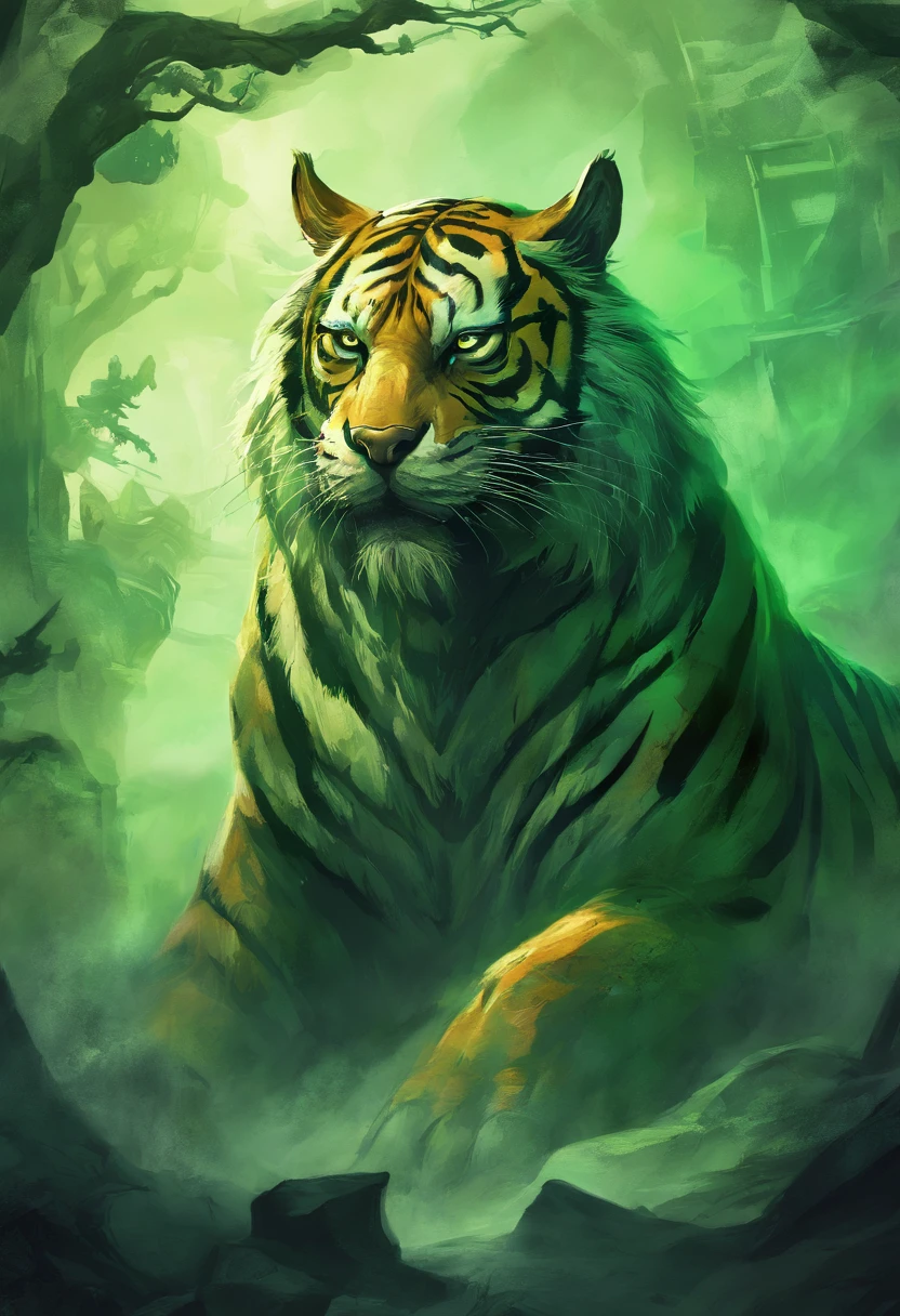 tigre,Petrifying,Chinese mythology,Green tone