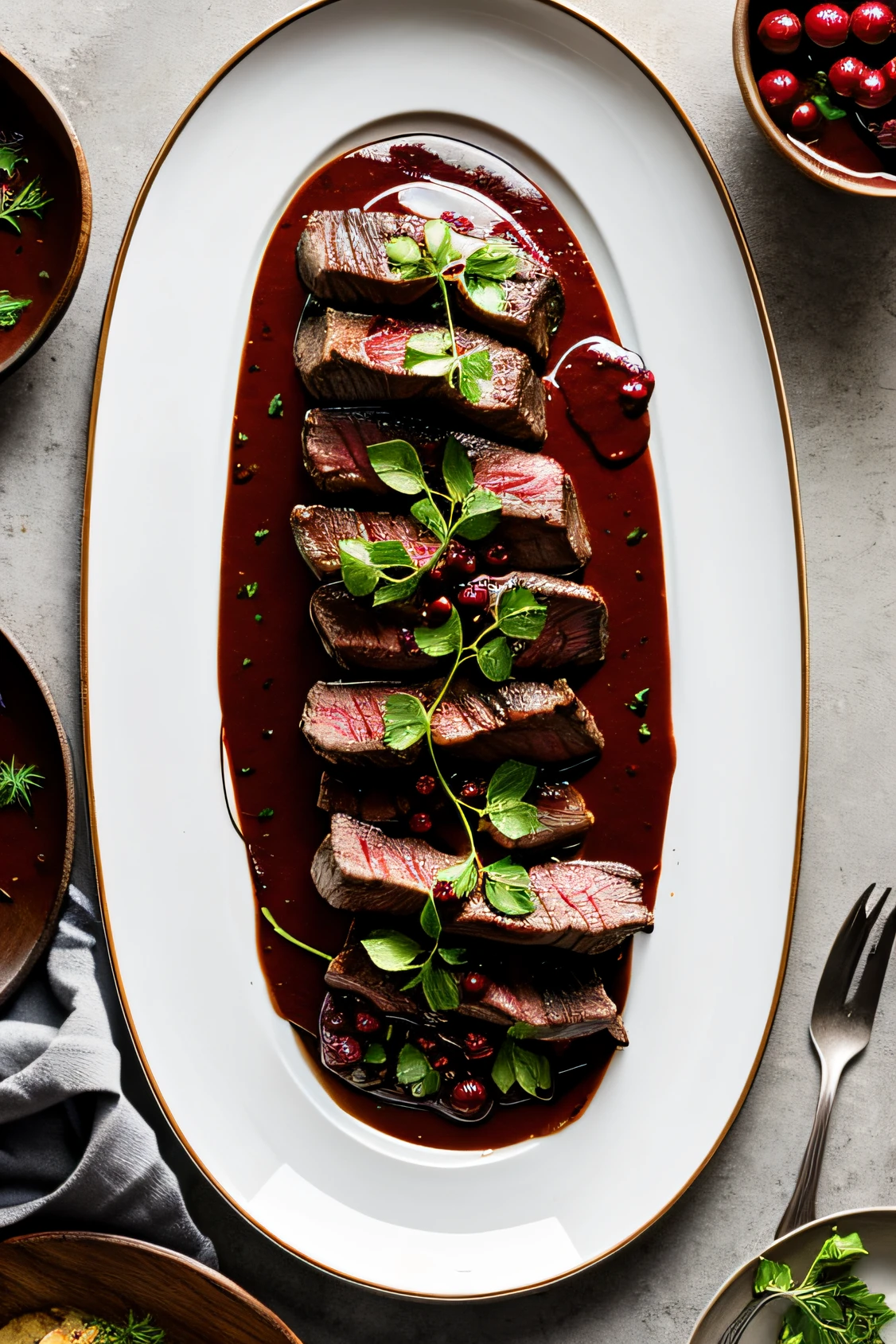 Photo of steak in lingonberry sauce