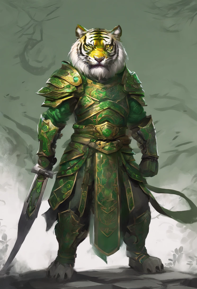 tigre，Stone armor，green color，Chinese mythology