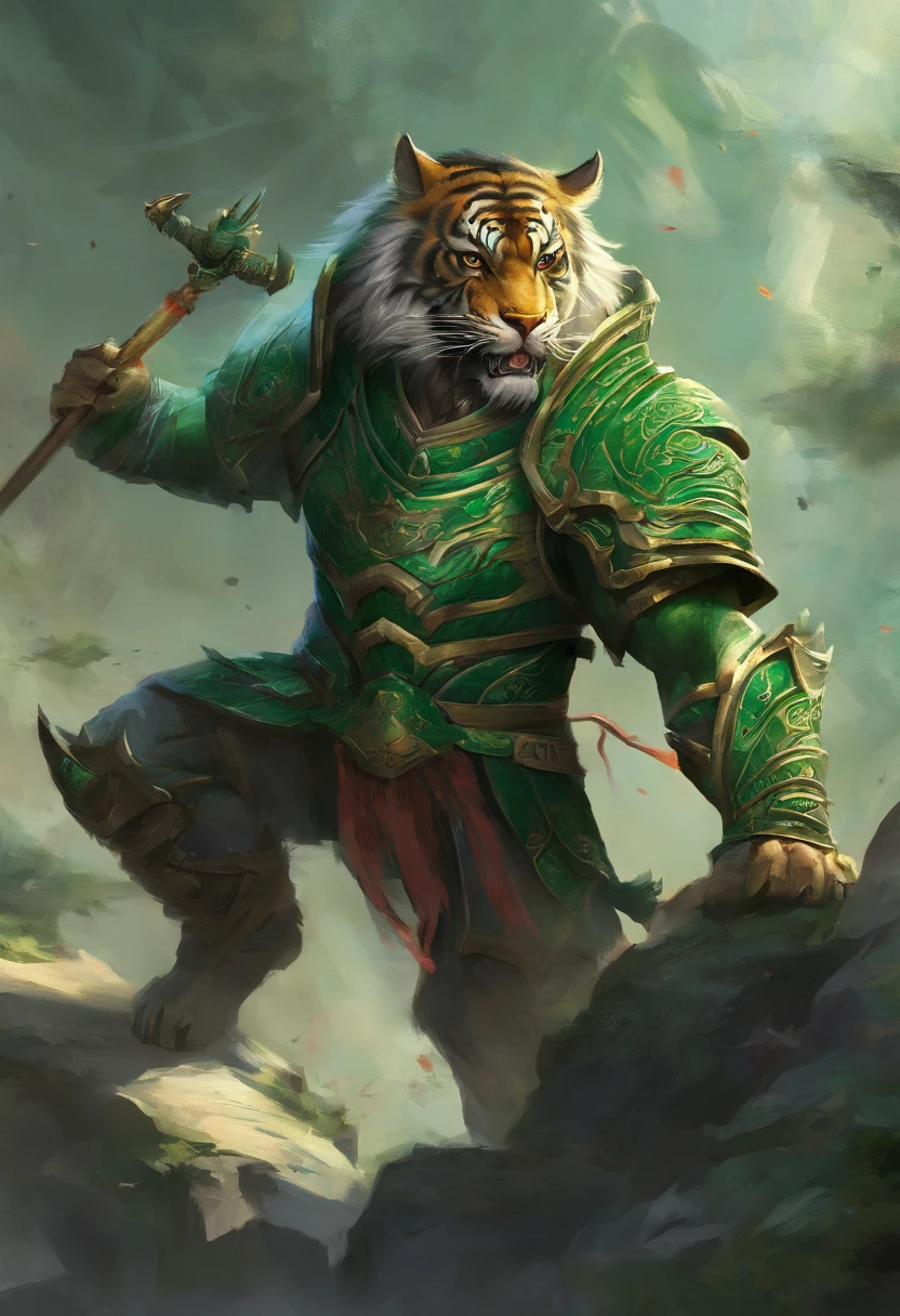 tigre,Stone armor,green color,Chinese mythology