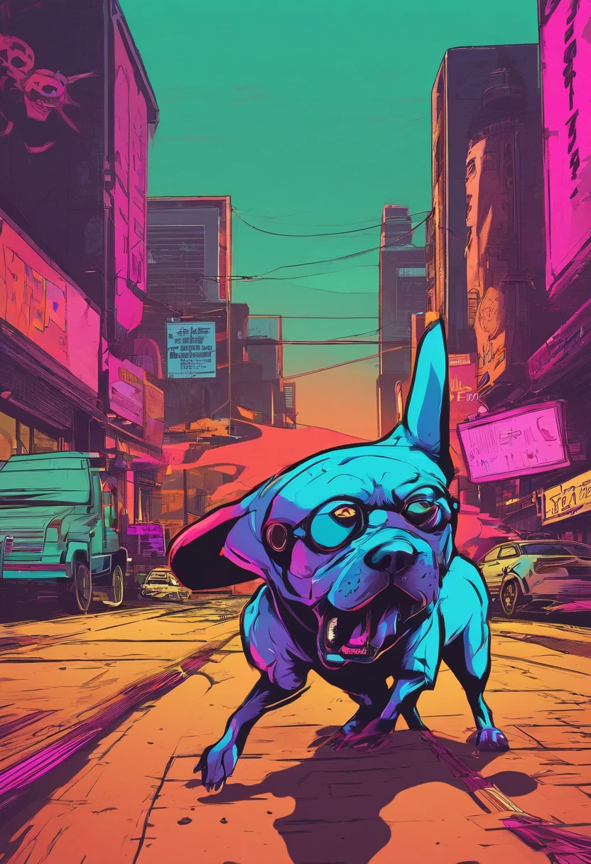 Futuristic Dog Design in the Dark Streets