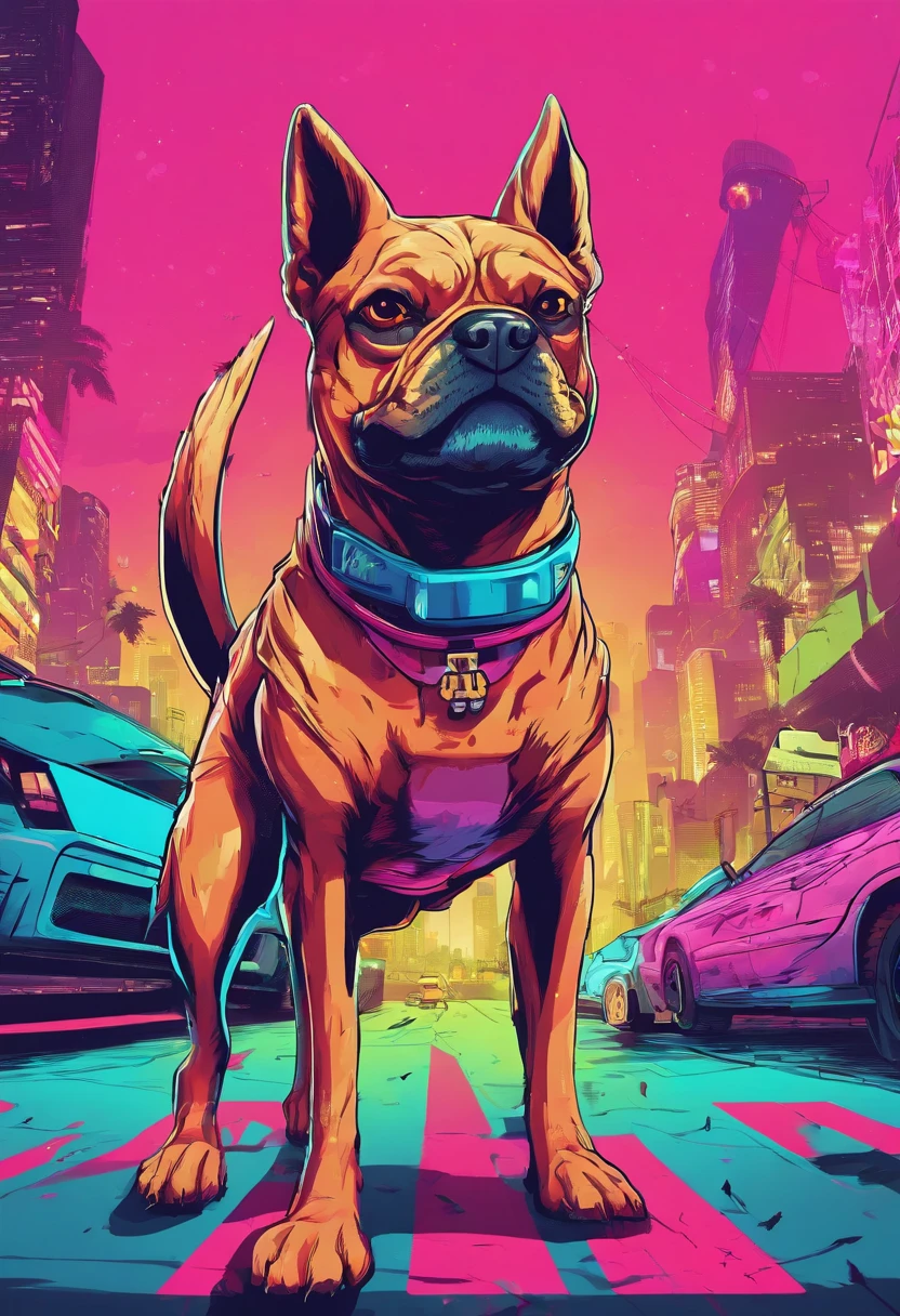 Futuristic Dog Design in the Dark Streets