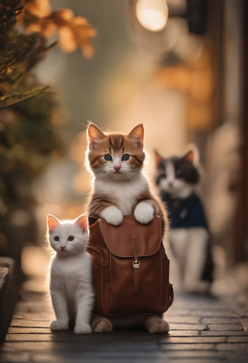 I have two little kittens, a cute little cat, cute kittens, Cutest, Incredibly cute, Adorable and cute, And cute and lovely. They are walking down the street with backpacks, Walking together, commute, Proudly walk down the street, And the cat is walking. They are cute in the style of 🍂 and 🍁, Adorable and cute, Cute and adorable, oh, nice and cute. They are known as real-life Tom and Jerry.
