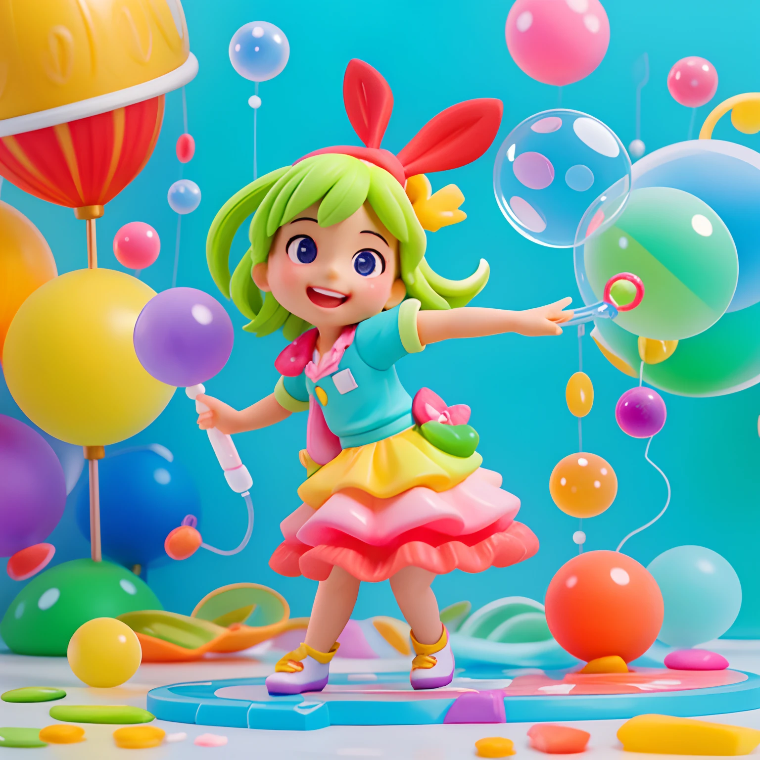 Palhacinho divertido, bonito, feliz, de perfil, Blowing soap bubbles, fazendo biquinho, feliz, alegre, divertido, colorido, multiple colors, Profile Blowing Soap Bubbles, divertido, colorido, imagem em desenho animado, estilo da disney, desenho animado