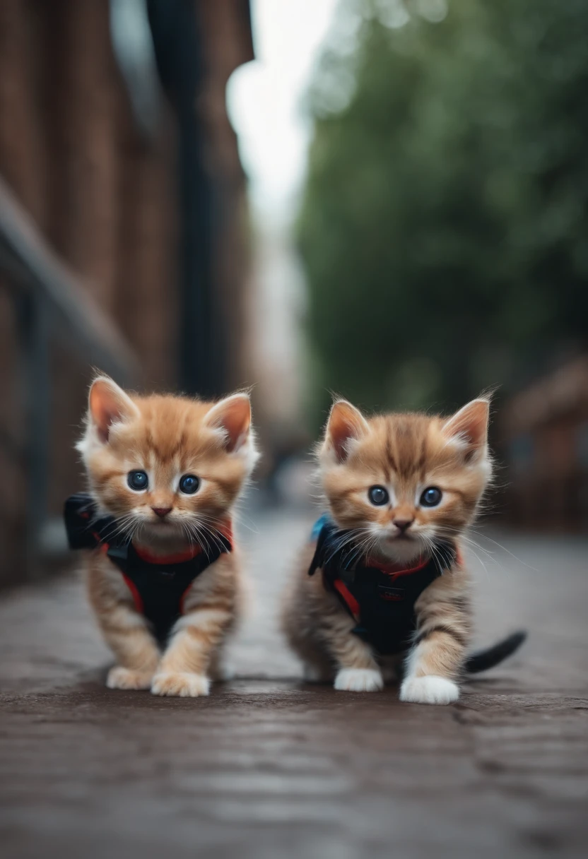 I have two kittens, a cute little cat, cute kittens, Cutest, Incredibly cute, Adorable and cute, And cute and lovely. They are walking down the street with backpacks, Walking together, commute, Proudly walk down the street, And the cat is walking. They are cute in the style of ๐ and ๐, Adorable and cute, Cute and adorable, oh, nice and cute. They are known as real-life Tom and Jerry.