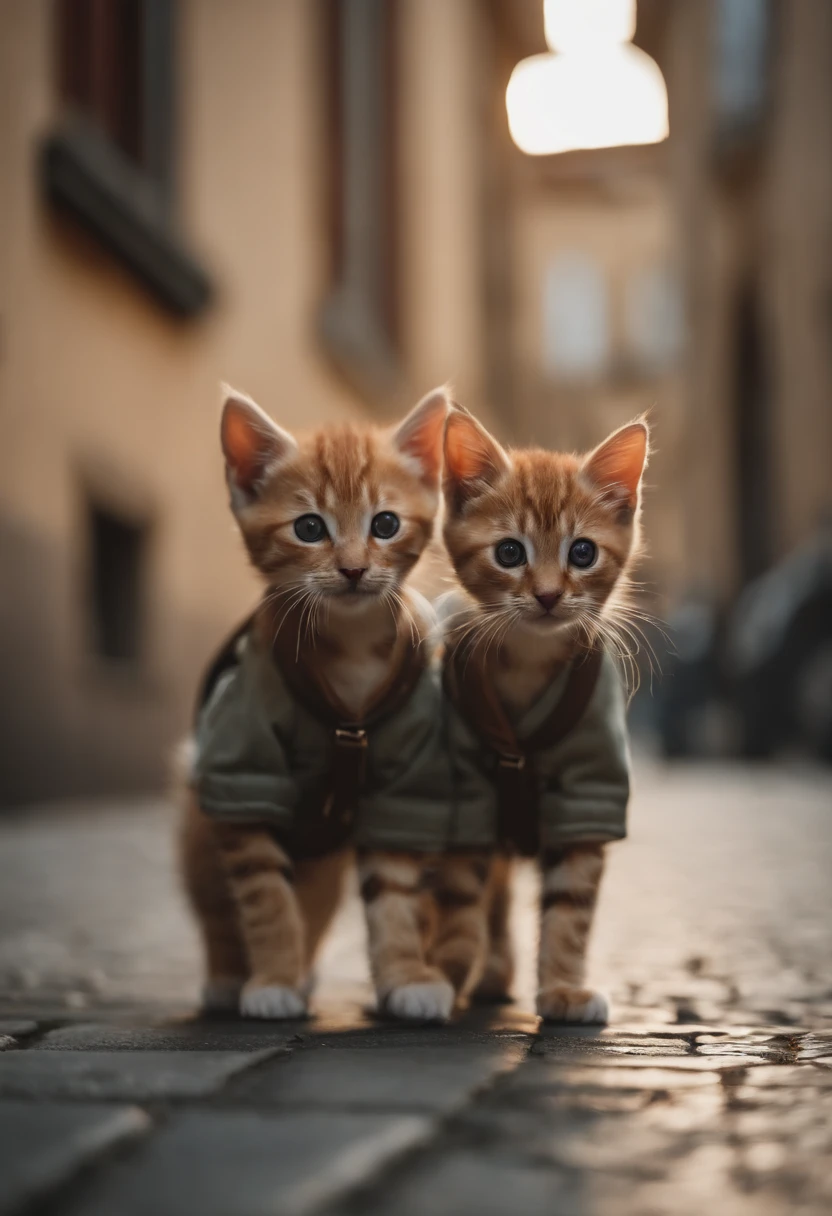 I have two little kittens, a cute little cat, cute kittens, Cutest, Incredibly cute, Adorable and cute, And cute and lovely. They are walking down the street with backpacks, Walking together, commute, Proudly walk down the street, And the cat is walking. They are cute in the style of 🍂 and 🍁, Adorable and cute, Cute and adorable, oh, nice and cute. They are known as real-life Tom and Jerry.