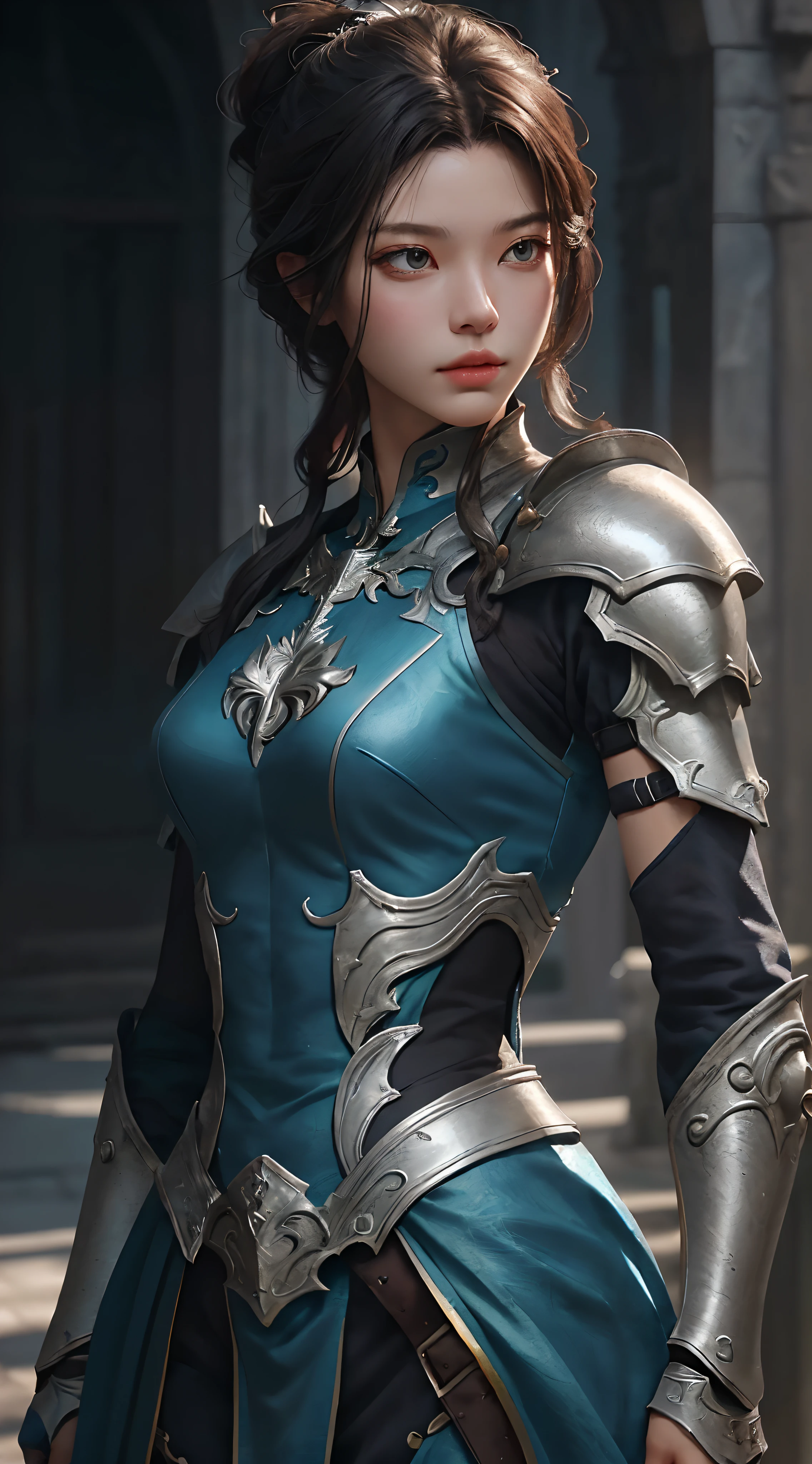 a close up of a woman in a silver and blue dress, chengwei pan on artstation, by Yang J, detailed fantasy art, stunning character art, fanart best artstation, epic exquisite character art, beautiful armor, extremely detailed artgerm, detailed digital anime art, artgerm on artstation pixiv, armor girl