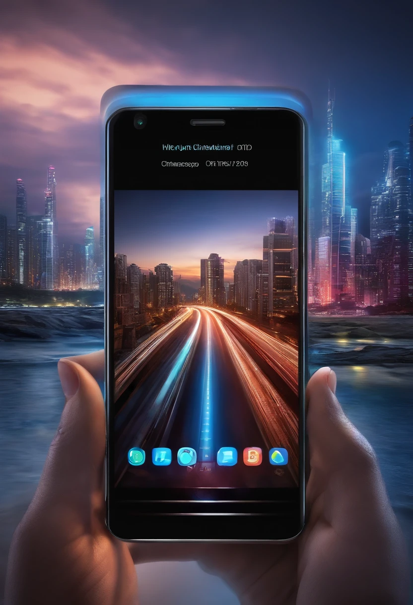 celular futurista, brilhante, ultra realista, tecnologico