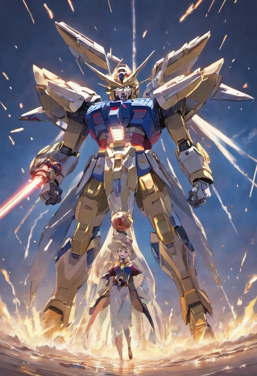 Gundam Barbatos Lupus fighting a huge battle against Russian military forces on a beach