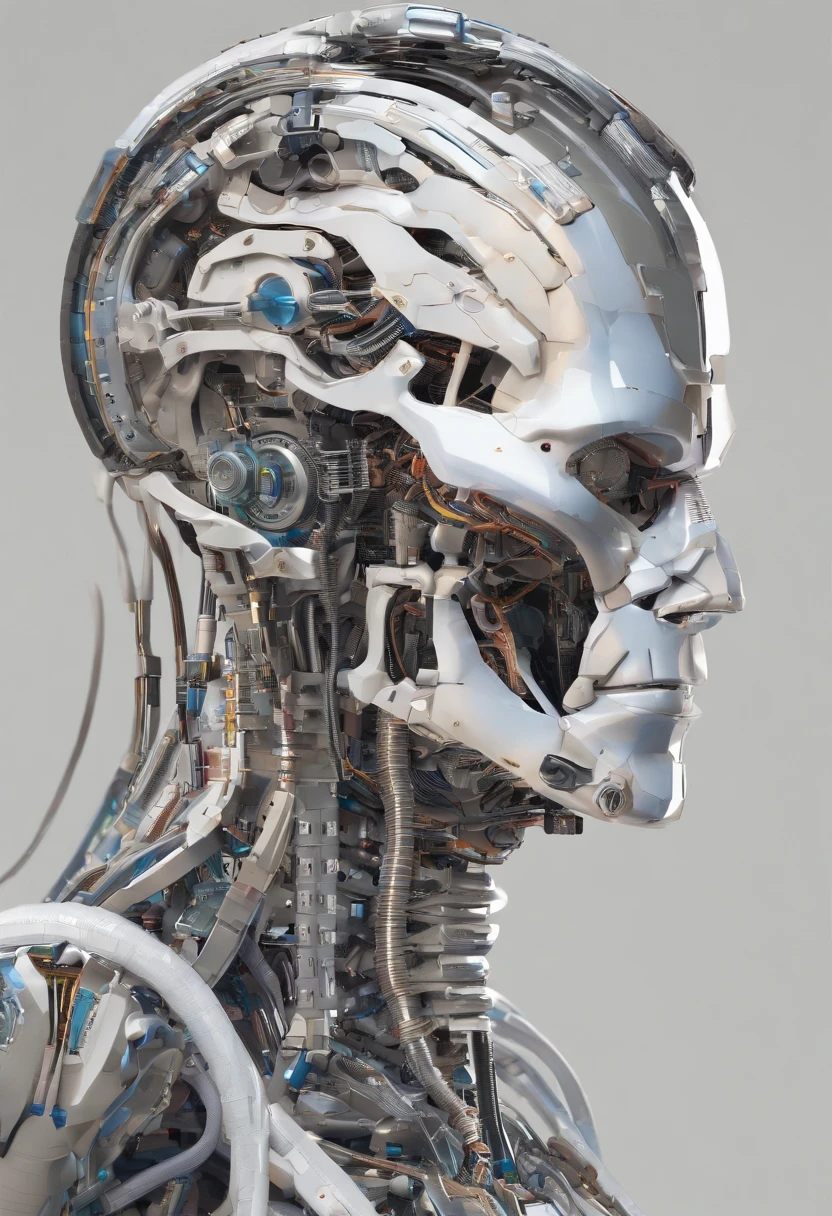 complejo 3d render ultra detallado de un hermoso perfil de porcelana hombre android cara, cyborg, Robotic Parts, 150 mm, hermoso estudio luz suave, luz de borde, detalles vibrantes, ciberpunk lujoso, encaje, hiperrealista, anatomical, facial muscles, electrical wires, microchip, elegante, hermoso fondo, octanaje, estilo H. R. Giger, 8k, mejor calidad, obra maestra, illustration, un extremadamente delicado y hermoso, extremadamente detallado, CG, unidad, papel tapiz, incredible, detalles finos, obra maestra, mejor calidad, arte oficial, fondo de pantalla CG 8k extremadamente detallado, robot, halmet plateado, ((cuerpo completo)), sentado