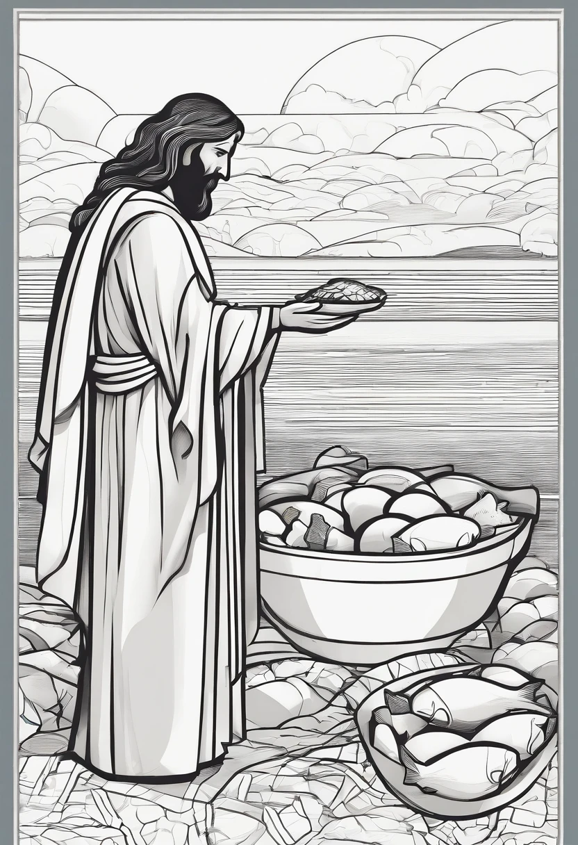 Jesus dividing the loaves and fishes