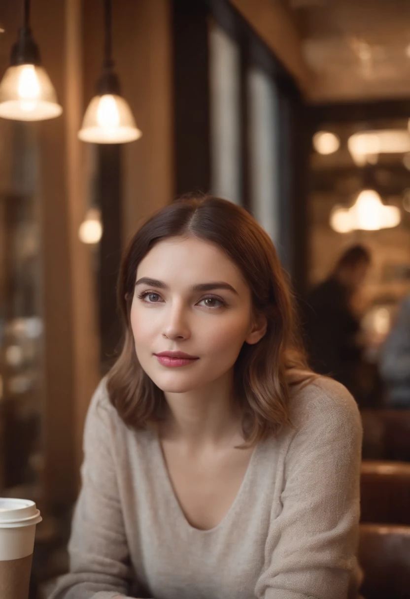 Woman looking out window gloomily、Beautiful European Woman、Inside the coffee shop