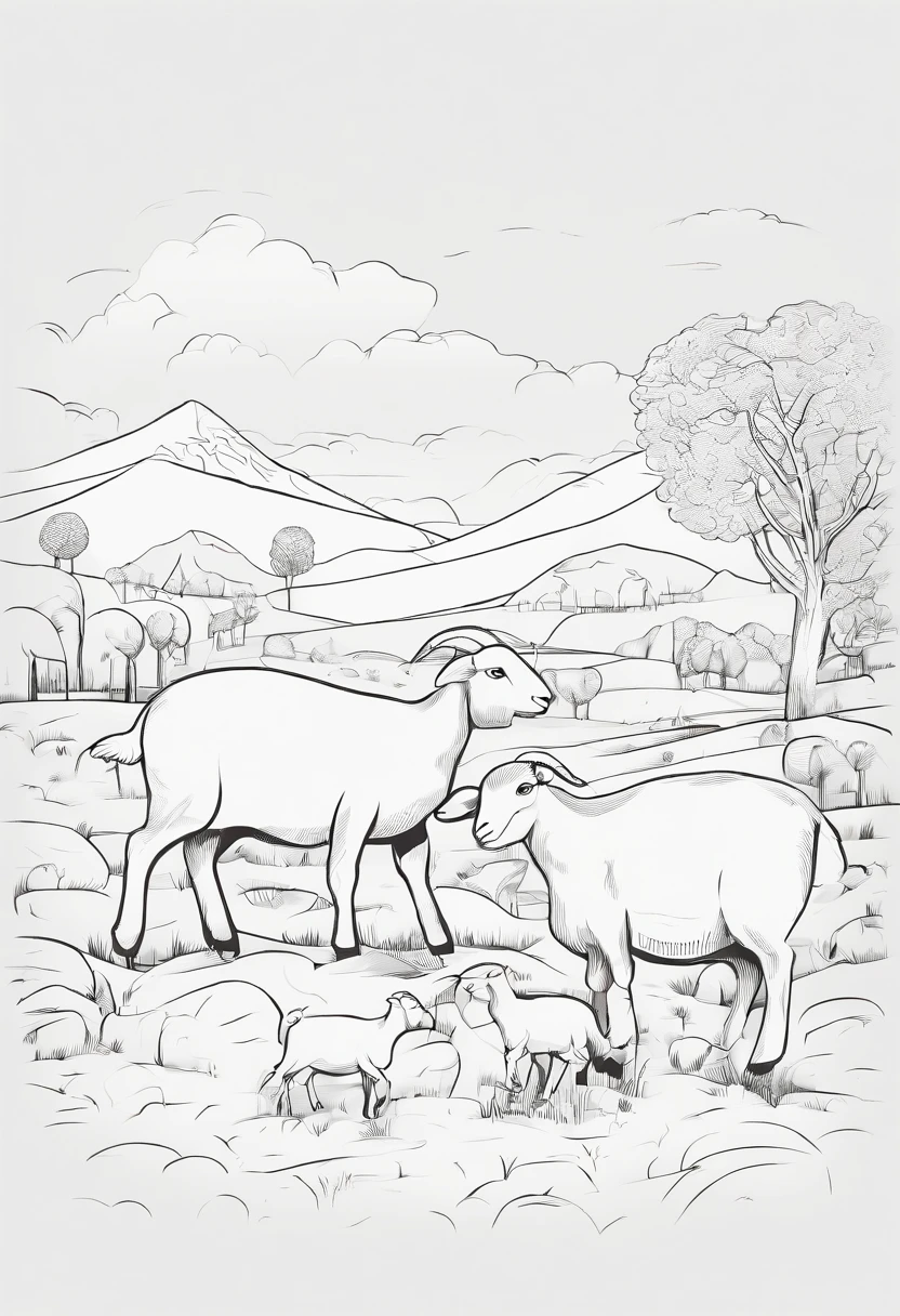 Children playing with sheep