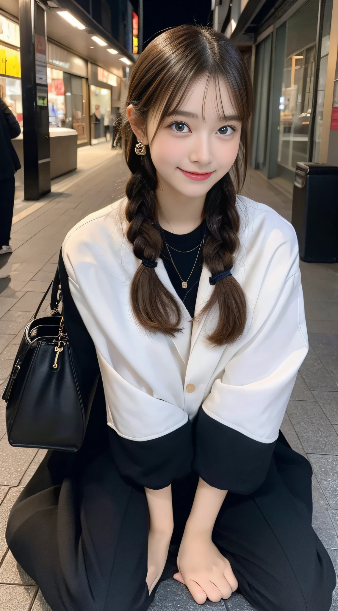 (((32K,very high res, high detailing, highly accurate,Masterpiece Girl 1:1.5))),Raw photo & realistic atmosphere,beautiful dark blue eyes,Detailed mouth,Glossy lips,Detailed eyebrows,Soft white skin that shines with every detail,,Eyes drawn in detail、Very beautiful eyes with azure eyes,Detailed lips、Very beautiful face,Very well-formed face、Lifelike face,shiny beautiful lips,Beautiful eyebrows,Infinite reality,Best design,(Insanely cute Japan -yeld hischool girl,,Beautifully shaped breasts,Very cute beautiful girl,Little Gilthy body,Outstanding style:1.5),Best Natural Makeup,Japanese ido,Korean Idols,Young sensual idol,Moist eyes,Dark Beautiful Deep Eyes,Beautiful butt,beauty legs,,camel's foot,:1.3),超A high resolution、,Natural and realistic face,Back lighting,Pure eyes are too cute,(((photorealisim,Photograph the whole body))),,Reality Live Action,(Fashionable earrings,,a necklace,A bracelet,gyuru,Glossy nail art,2022 Women's Teens Winter Casual Fashion,Down jacket,Black pants,white shoe,Calm and fashionable girl,light brown hair,Braided ear hair,独奏,little smiling,full body Esbian,Show full-body fashion,Leaning forward,Bend over, Only beauty young cute 15 year old girpetite and very cute 15-year-old girl:1.7),Nighin uya
