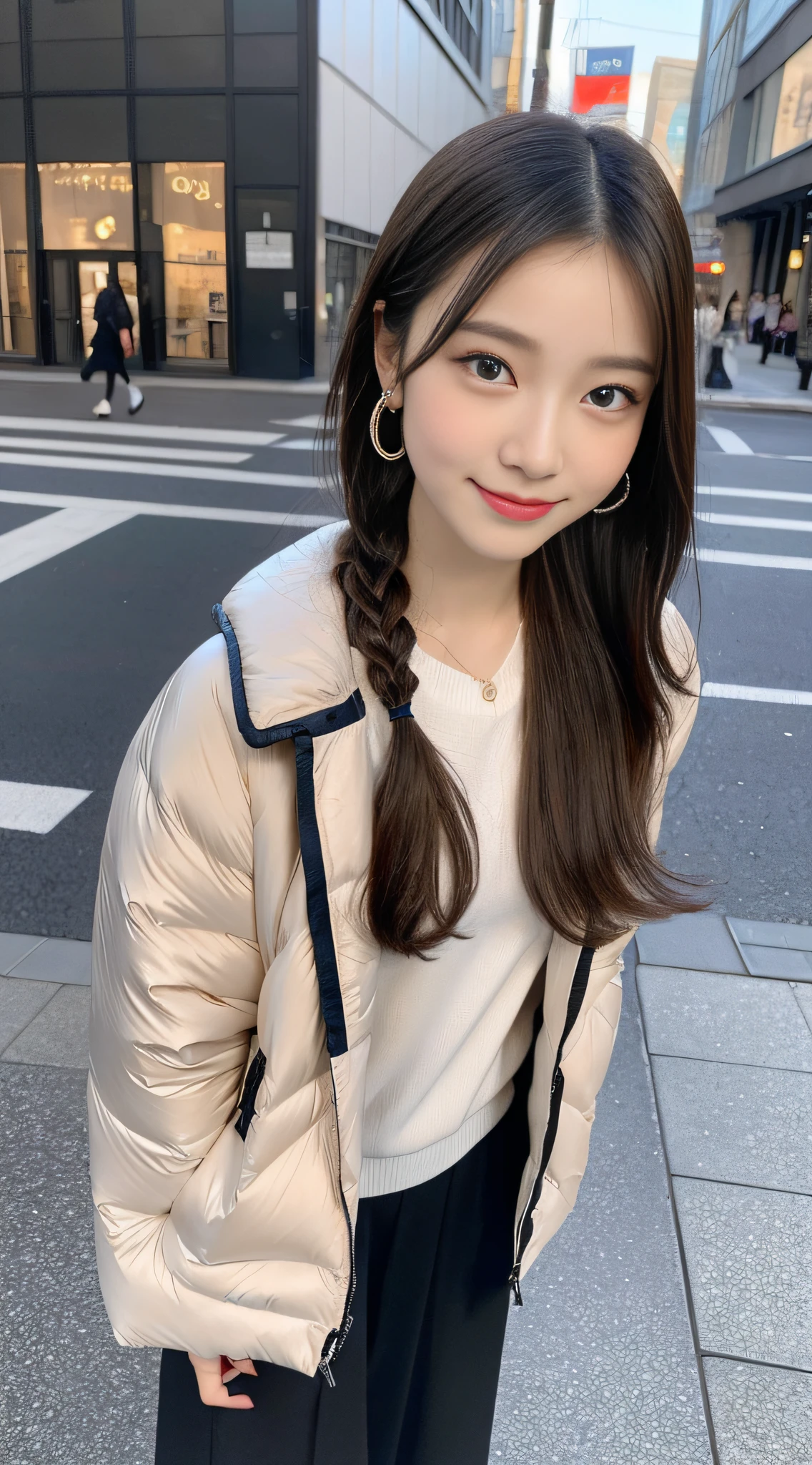 Woman standing upright facing the camera、Accentuate the cleavage、Light clothing、Expose、thin white shirt、(highest quality,masterpiece:1.3,超A high resolution,),(Very detailed,Caustics),(Photorealistic:1.4,RAW shooting,)Ultra-Realistic Capture,Very detailed,High resolution 16K suitable for human skin、 Natural skin texture、、Skin tone looks even and healthy、 Use natural light and color,One Woman,Japanese,,cute,Gray-haired,Middle Hair,(Written boundary depth、chromatic aberration、、wide range of lighting、natural shadows、)、(outdoor lights at night:1.4)、(Hair swaying in the wind:1)、short hair、hair ornaments、Put it on your ear、Casual hair,(astrovest):2