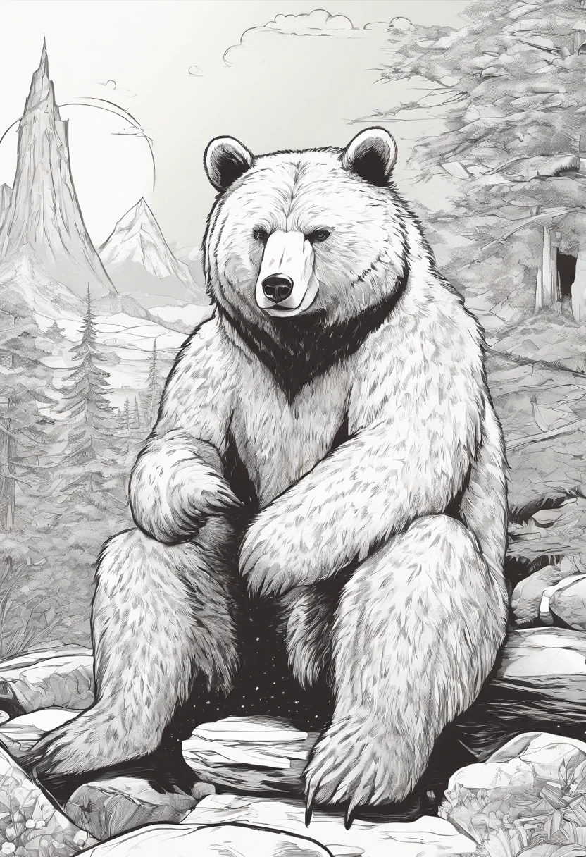 brave bear sitting like animal, by it self