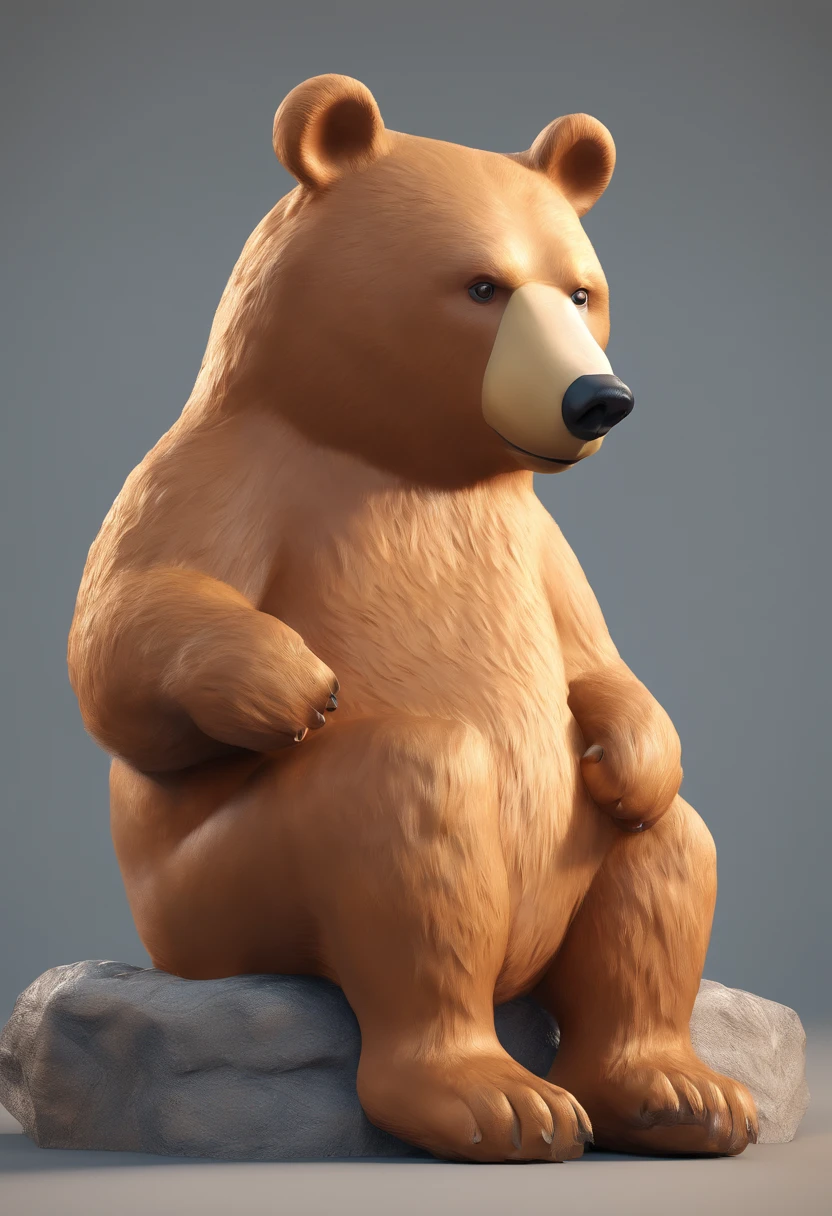 brave bear sitting like animal, by it self