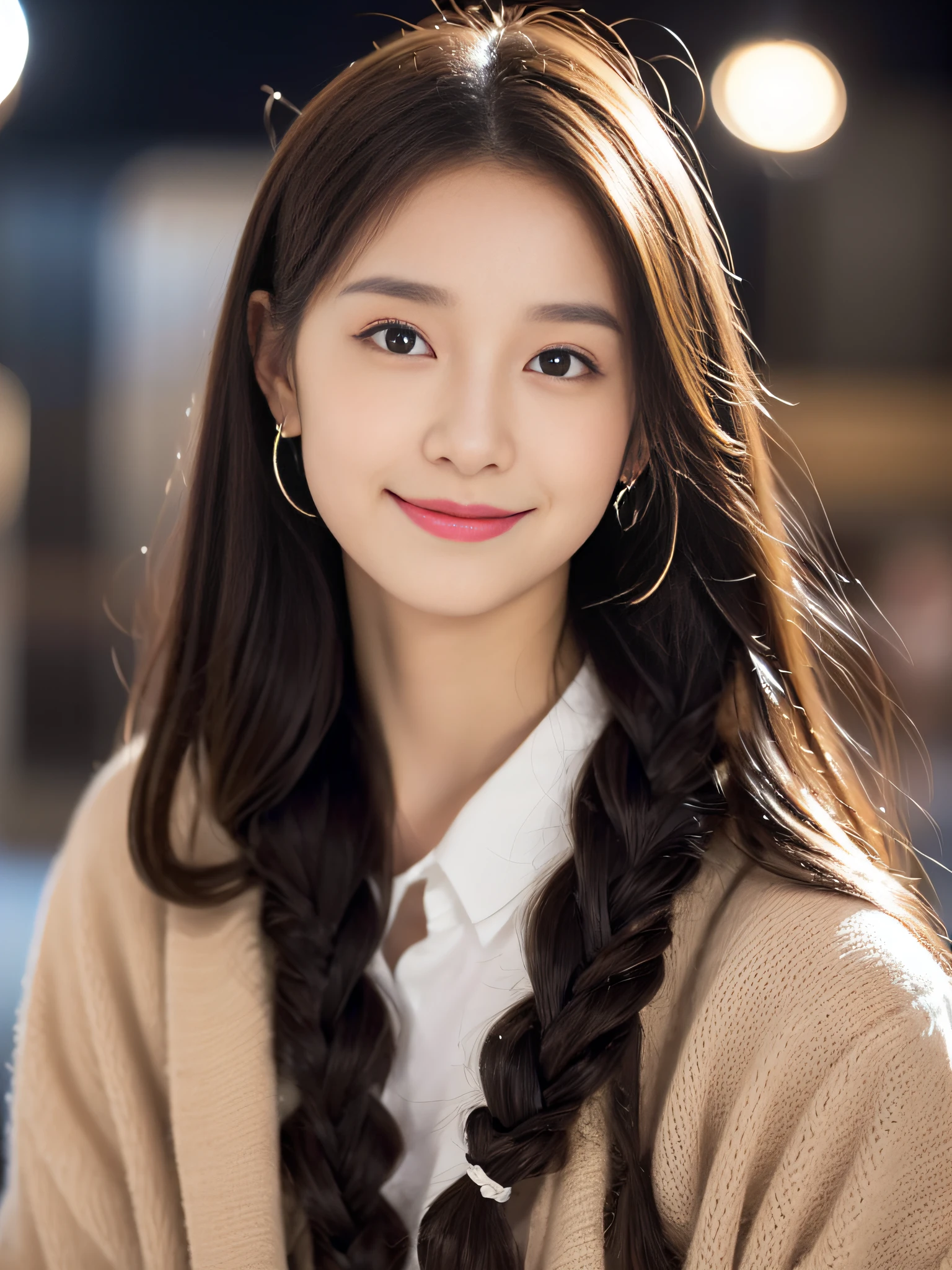 (((32K,very high res, high detailing, highly accurate,Masterpiece Girl 1:1.5))),Raw photo & realistic atmosphere,beautiful dark blue eyes,Detailed mouth,Glossy lips,Detailed eyebrows,Soft white skin that shines with every detail,,Eyes drawn in detail、Very beautiful eyes with azure eyes,Detailed lips、Very beautiful face,Very well-formed face、Lifelike face,shiny beautiful lips,Beautiful eyebrows,Infinite reality,Best design,(Insanely cute Japan 16-year-old high school girl,,Beautifully shaped breasts,Very cute beautiful girl,Little Girl,Healthy body,Outstanding style:1.5),Best Natural Makeup,Japanese ido,Korean Idols,Young sensual idol,Moist eyes,Dark Beautiful Deep Eyes,Beautiful butt,beauty legs,,camel's foot,:1.3),超A high resolution、,Natural and realistic face,Back lighting,Pure eyes are too cute,(((photorealisim,Photograph the whole body))),,Reality Live Action,(Fashionable earrings,,a necklace,A bracelet,gyuru,Glossy nail art,2022 Women's Teens Winter Casual Fashion,Down jacket,Black pants,white shoe,Calm and fashionable girl,light brown hair,Braided ear hair,独奏,little smiling,full body Esbian,Show full-body fashion,Leaning forward,Bend over, Only beauty young cute 15 year old girl,A rather petite and very cute 15-year-old girl:1.7),Night in Shibuya