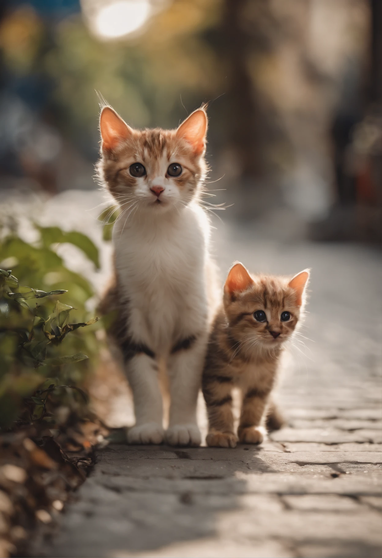 I have two kittens, a cute little cat, cute kittens, Cutest, Incredibly cute, Adorable and cute, And cute and lovely. They are walking down the street with backpacks, Walking together, commute, Proudly walk down the street, And the cat is walking. They are cute in the style of 🍂 and 🍁, Adorable and cute, Cute and adorable, oh, nice and cute. They are known as real-life Tom and Jerry.