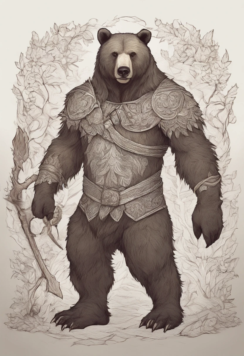 brave bear standing like animal, by it self