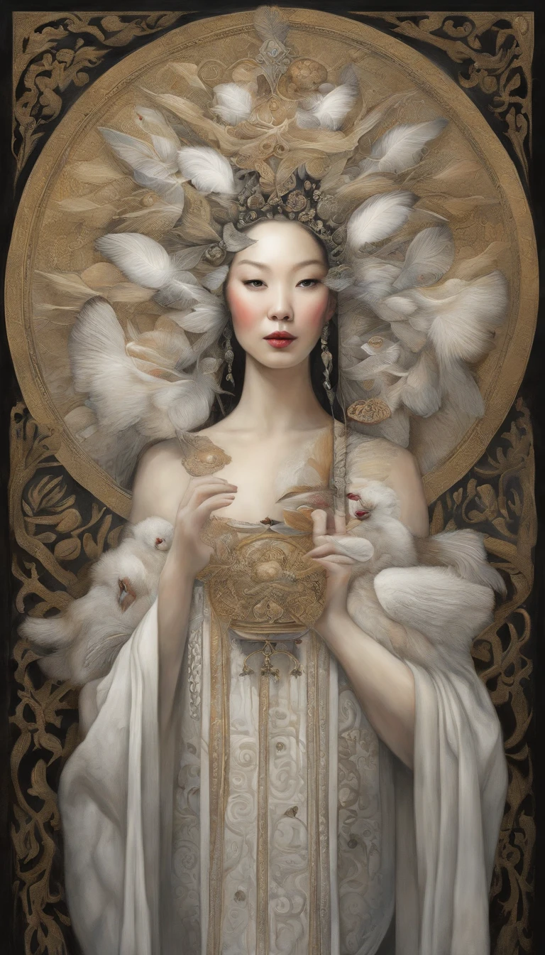 White face and white head，Asian Woman Holding Microphone Singing，Folhas de outono， retrato bonito da fantasia, retrato bonito da arte da fantasia, retrato surreal bonito, retrato da fantasia, retrato da arte da fantasia, retrato de fantasia fosco detalhado, Retrato de uma ninfa de fantasia sombria, Asian goddess, bela arte digital, lindo arte digital,Fundo sonho preto surreal mulher jovem bonita, arte fantasia behance，cinematic light and shadow，K HD |