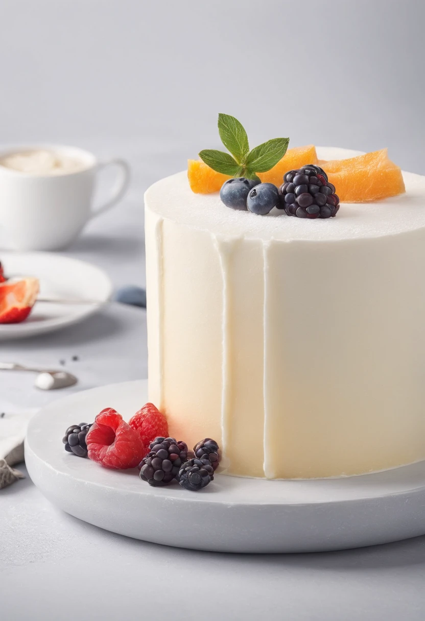 um bolo com um corte de uma deliciosa fatia de bolo, cinemactic, fotografia profissional, studio illumination, Light Studio Background, advertising photography, detalhes intrincados, hiper-detalhado, Ultra realista, 8k UHD, Acentos dourados no pano de fundo. Creme de recheio, colher e garfo dourados. Makes you want to eat, Parece delicioso