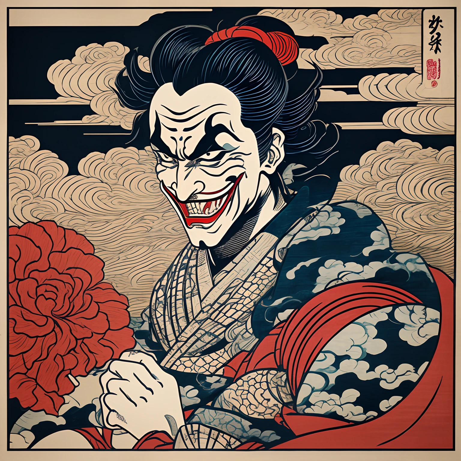Joker, ukiyoe style, hokusai
