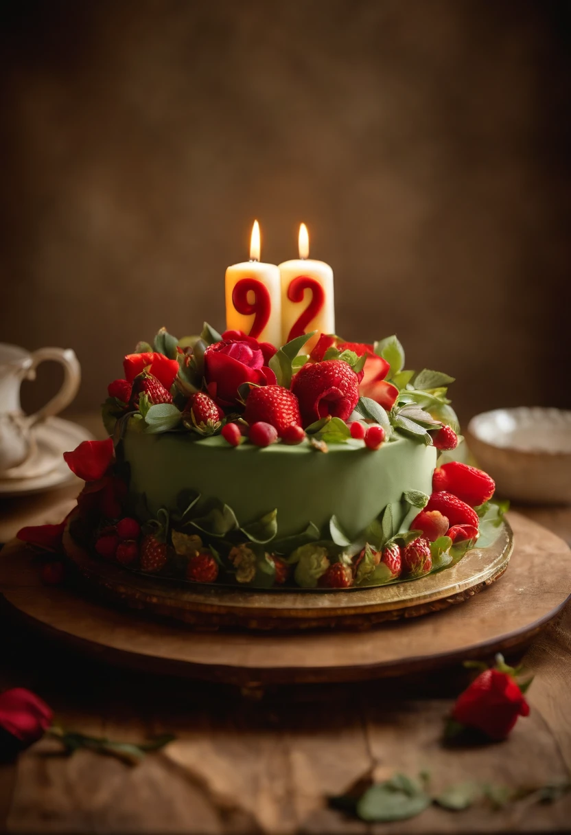 The cake has the number 923 written on it. The full text.