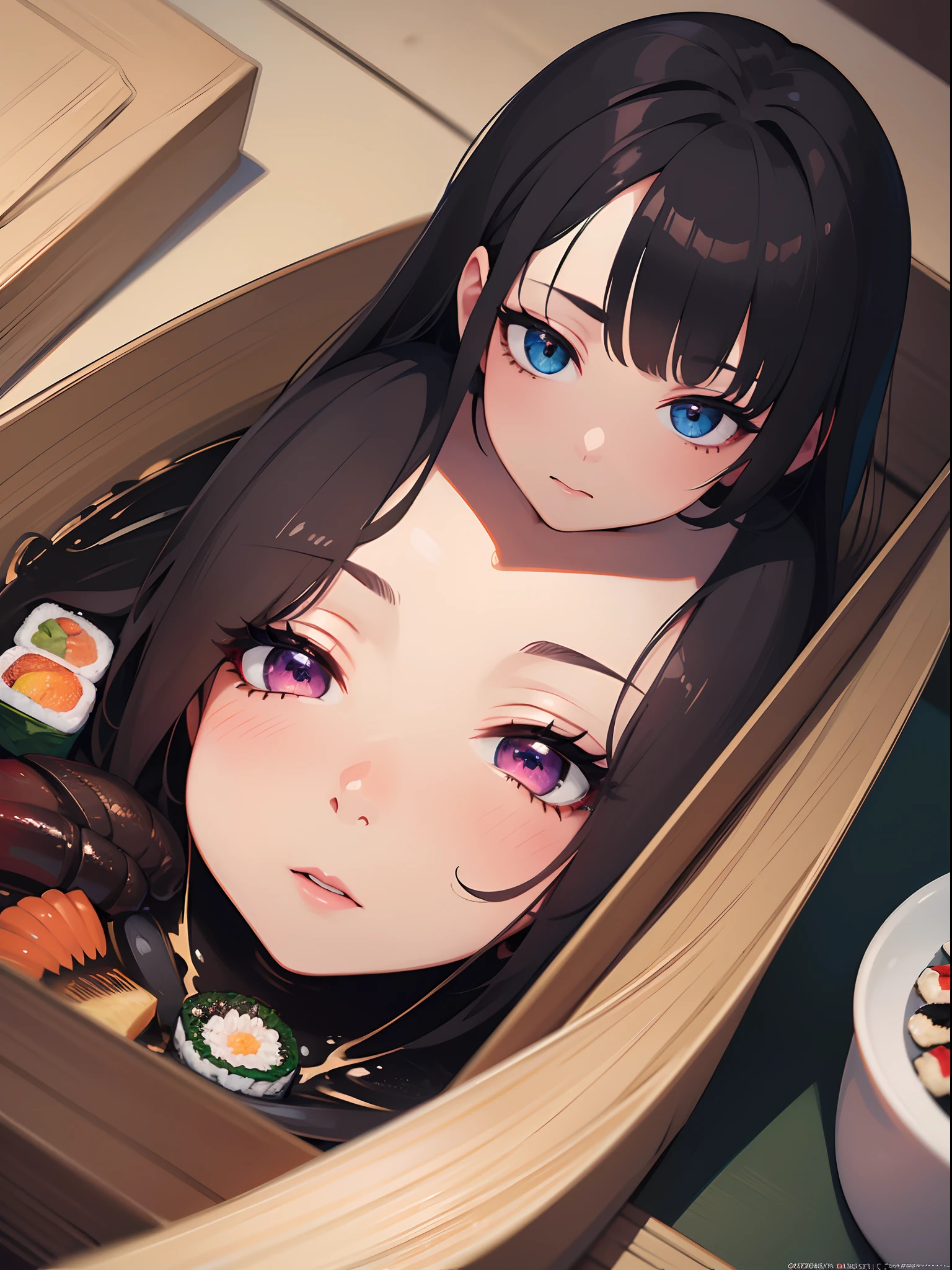 (A hyper-realistic), (Illustration), (High resolution), (8K), (Very detailed), (Best Illustration), (Beautiful and detailed eyes), (Best Quality), (ultra-detailliert), (masuterpiece),beatiful sushi master woman,