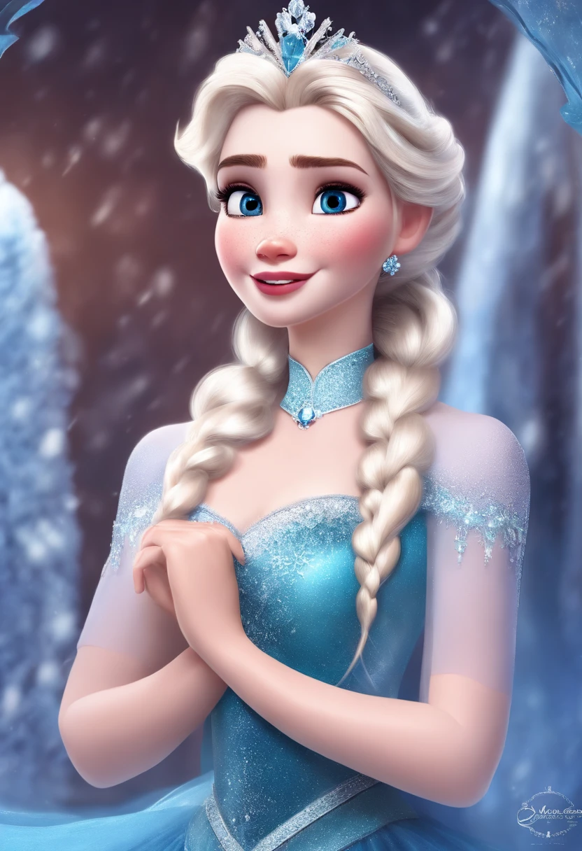 (bestquality, masterpiece), 1girls, Upper body, looking at the audience, frozen, elsa, White background