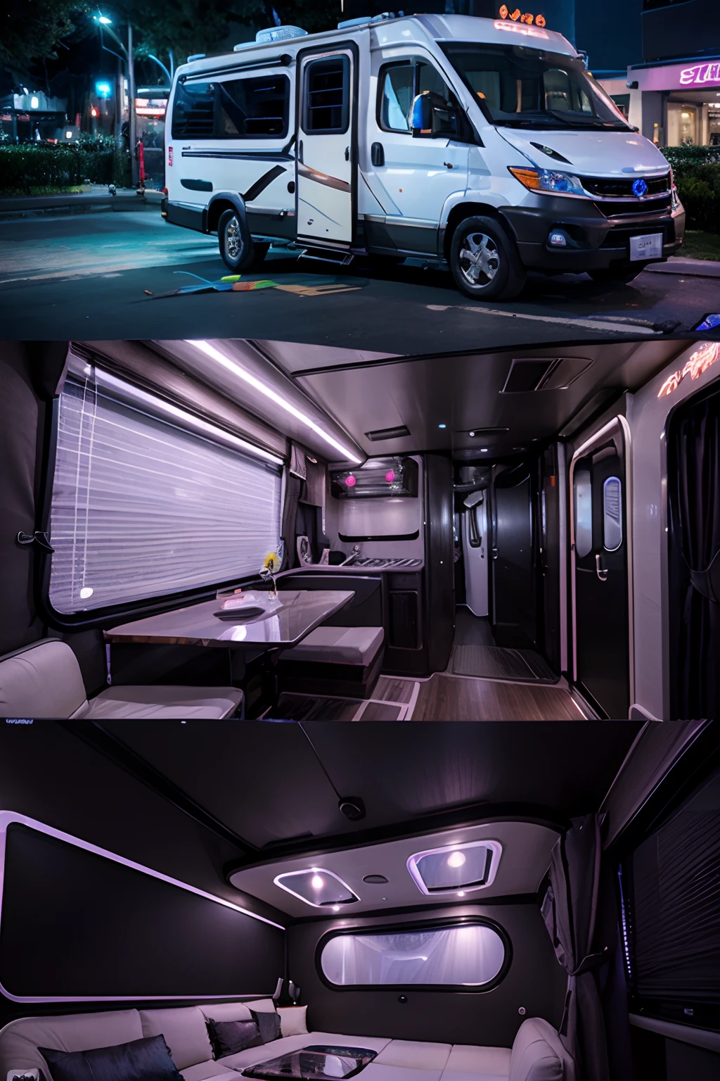 High-tech sense of RV, creative design, future design, neon, metallic luster