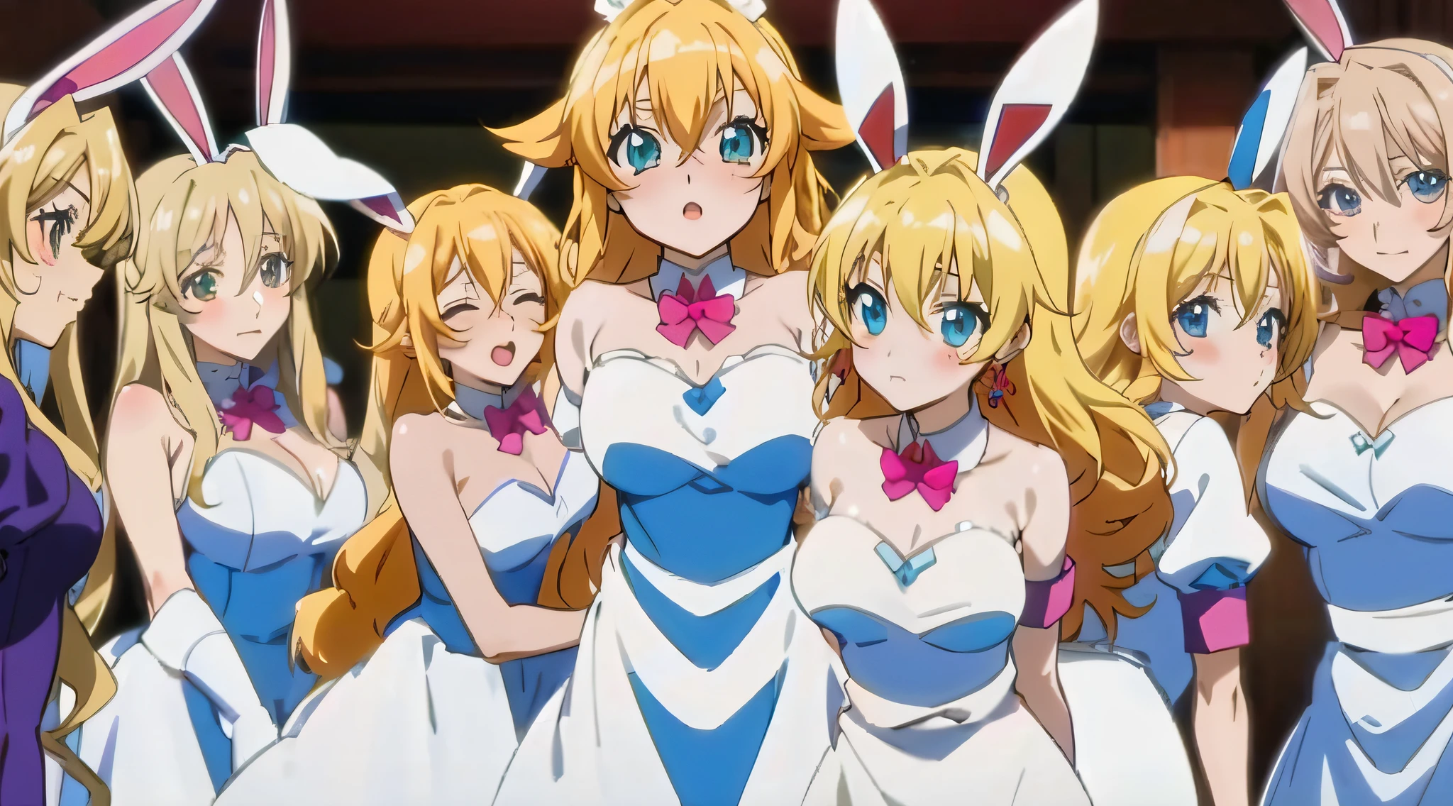 Um grupo de garotas de anime em orelhas de coelho e vestidos, highschool dxd, Anime Maids montando tanques antigos, Ainda de anime de TV, captura de tela de um anime de 2012, Anime de hoje ainda em destaque, 2 0 1 9 captura de tela do anime, magical girl anime mahou shojo, Captura de tela do filme de anime, captura de tela do filme anime, anime hi-frutose