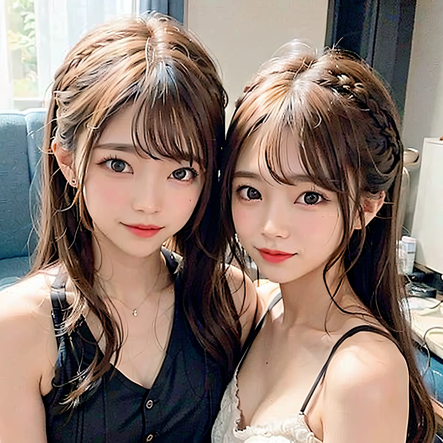 , 2girls, Twintail hairstyles,