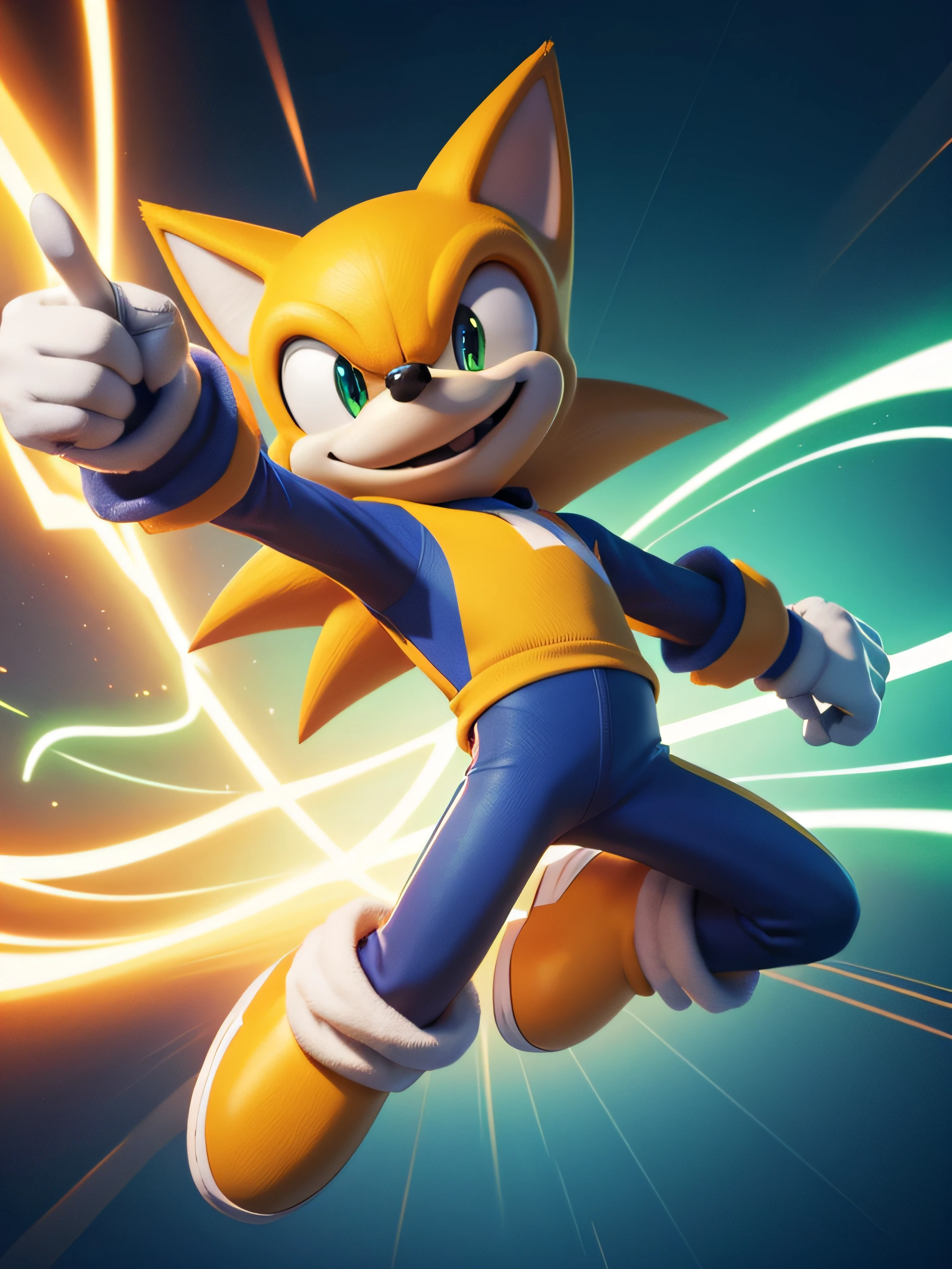 A non-human mascot of highly cheerful and energetic design, representando a energia associada a eletricidade. O mascote deve ser verde, semelhante em estilo ao Sonic e ao Crash de videogame, with physical characteristics that include large, expressive eyes, A smiling mouth and a nimble body. O destaque do mascote deve ser um raio de energia brilhante desenhado no peito, irradiando vitalidade.
The mascot should be in a dynamic pose that conveys the sense of movement and excitement. O fundo da imagem deve ser completamente branco, allowing for easy cropping of the mascot for use in the electric vehicle company's various marketing and communication materials