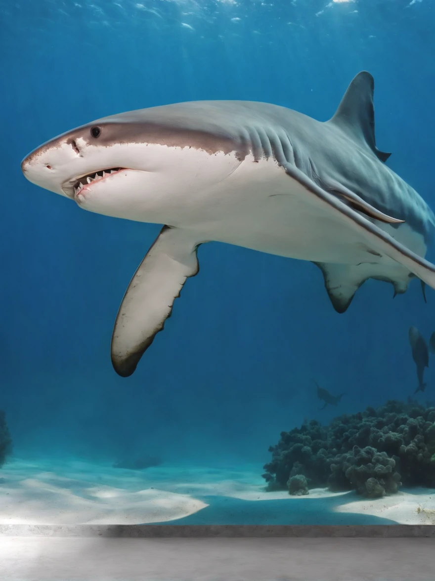 Elephant Shark, pintura estilo 3D aquarela, Shark Elephant Bottom of the Sea, Open-mouthed elephant shark, Confident and serious, imagem completa, High resolution high contrast (fotorrealista:1.5), Focus on the face of the elephant shark(Foto RAW, 8k UHD)