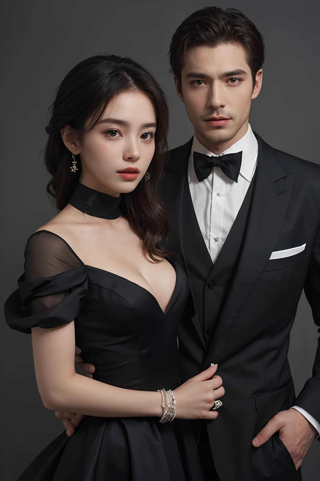 A man and girl，primitive, Masterpiece, ultra fine photos, Best quality, Ultra-high resolution, Realistic, Sunny, full-body portraits, Amazing man, Dynamic posture, exquisite face, Vibrant eyes,  Very detailed background, Detailed face, detailed tidy background, Gorgeous, High detail skin, Realistic skin details, Visible pores, Clear focus, volume fog, 8K  UHD, Digital SLR, High quality, filmgrain, Fair skin, Realism，（（（Handsome man and beautiful girl：1.4）））