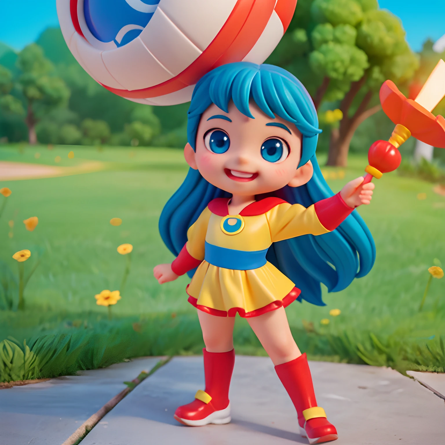 Child dressed as a hero, feliz, encantadora, sorrindo, pulando, Child dressed as a superhero, imagem em formato de desenho animado, estilo da disney, muitas cores, imagem colorida.