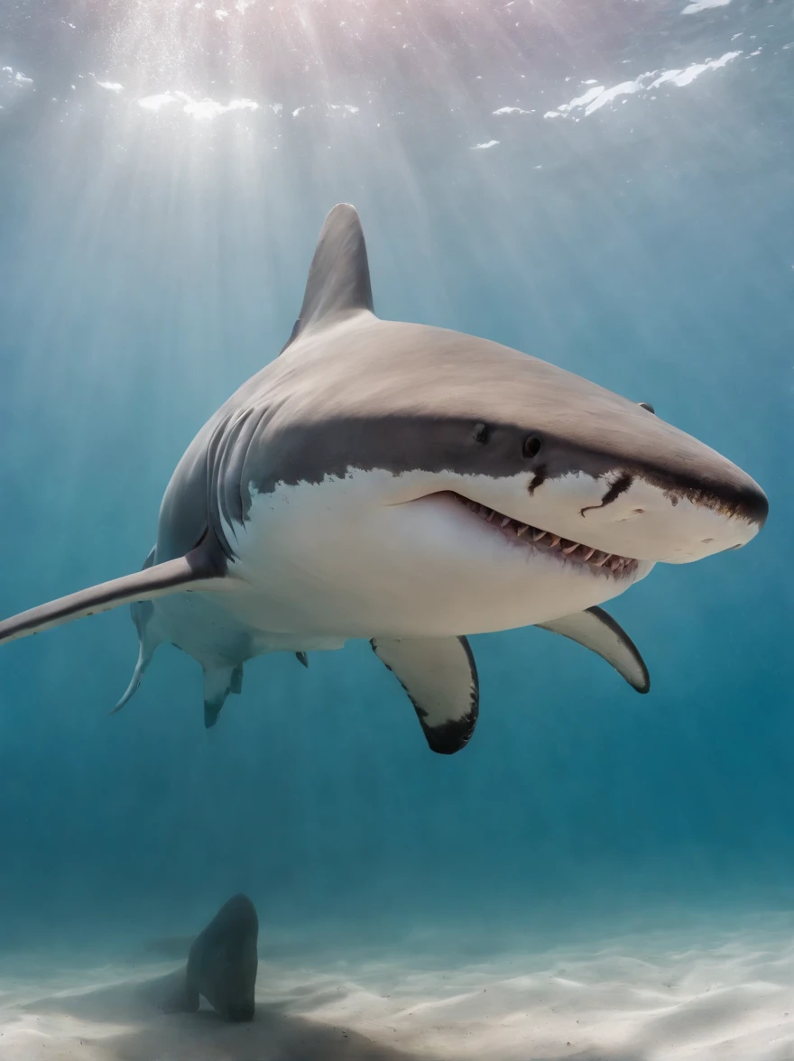 Elephant shark species no other, pintura estilo 3D aquarela, Shark Elephant Bottom of the Sea, Open-mouthed elephant shark, Confident and serious, imagem completa, High resolution high contrast (fotorrealista:1.5), Focus on the face of the elephant shark species(Foto RAW, 8k UHD)