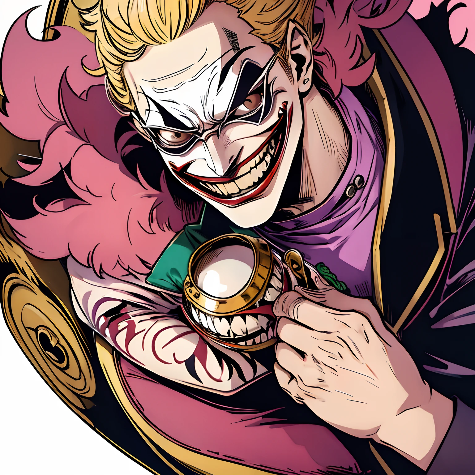 The Joker、Doflamingo、One piece、realisitic、full bodyesbian