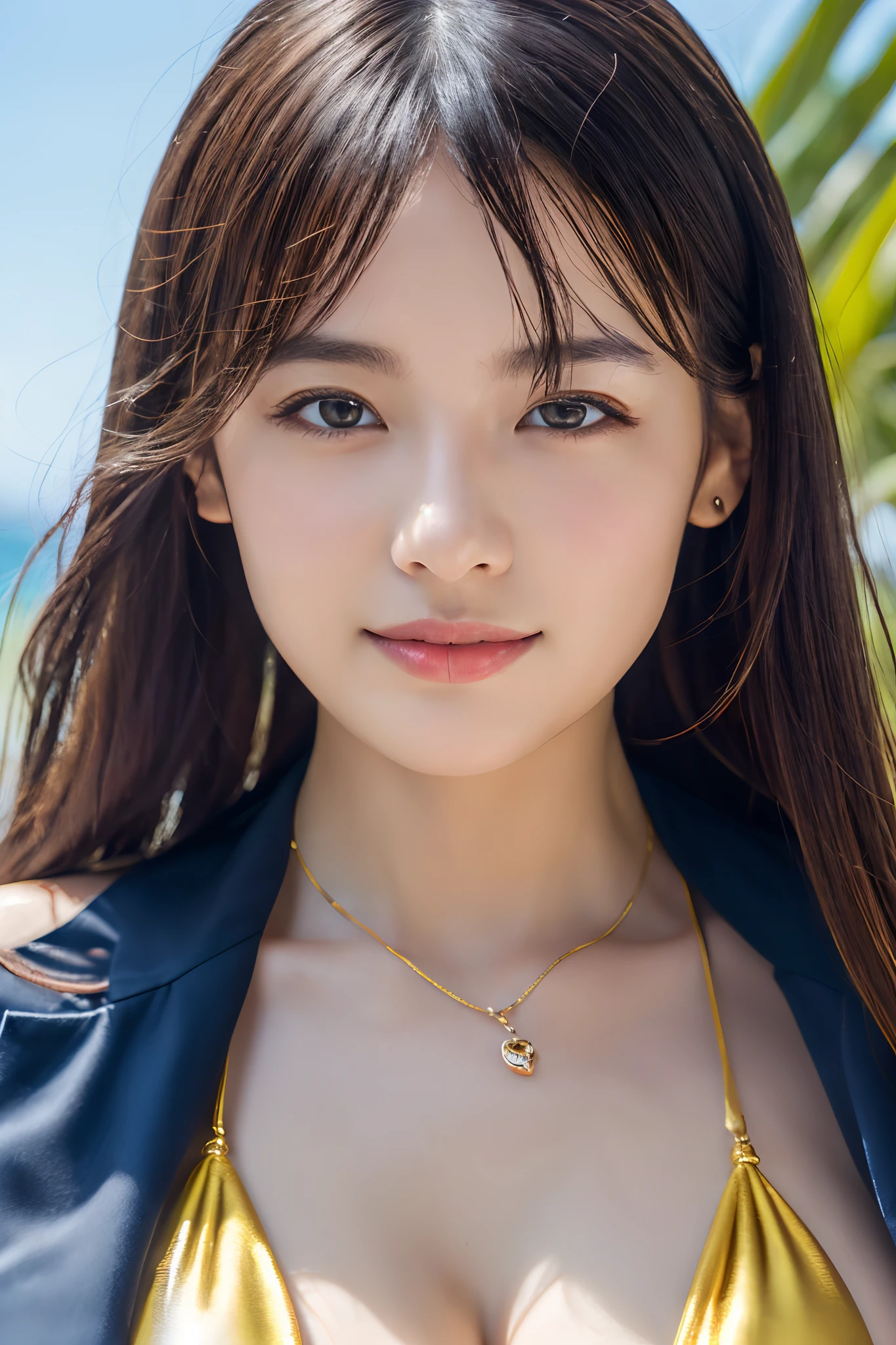(masutepiece:1.3), (8K, Photorealistic, Raw photo, Best Quality: 1.4), Japanese, (1girl in), Beautiful face, (Realistic face), (Black hair), Beautiful hairstyle, Realistic eyes, Beautiful detailed eyes, (Realistic skin), Beautiful skin, Attractive, 超A high resolution, A hyper-realistic, Highly detailed, Golden ratio,School uniform. (3 Gills:1.5), (Sony Alpha 1, 50.1 megapixel full-frame CMOS sensor, 8K video recording function), (telephoto lens), (Realistic),(8K, 超A high resolution, Best Quality, masutepiece:1.2),Ultra-detailed,beautifull detailed face, FULL ANATOMY,(Beautiful detailed eyes:1.3),Smile,extremely delicate and beautiful, Extremely detailed, nffsw, Unity, 8K Wallpaper, amazing, finely detail, Ultra-detailed, High resolution, Extremely detailed, extremely detailed eye and face,Wet, ((Luxury Hotels:1.1)),((Colorful micro bikini:1.1)), [Ponytail],(huge-breasted, cleavage:1.3),