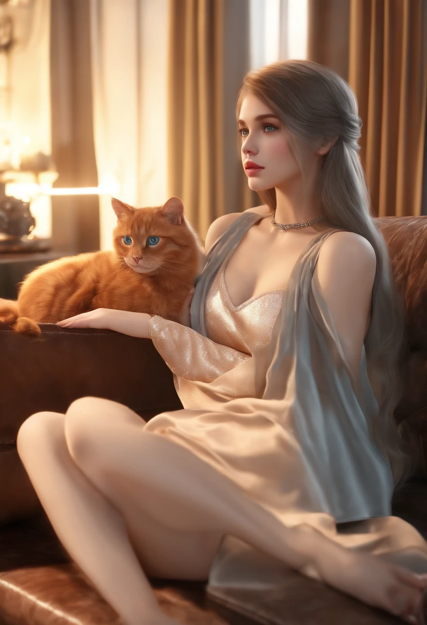 (best quality,4k,8k,highres,masterpiece:1.2),ultra-detailed,(realistic,photorealistic,photo-realistic:1.37),soft skin,human-like scales,greenish-blue eyes,vivid colors,sharp focus,comfortable pillows,cozy room atmosphere,sitting on a sofa,glowing with vitality,exposed long hair,sharp claws,a cute face,with a look of fear and surprise in her big eyes,beautiful lips under the dark glow of the TV,moist and sticky scales,fragrance of the room