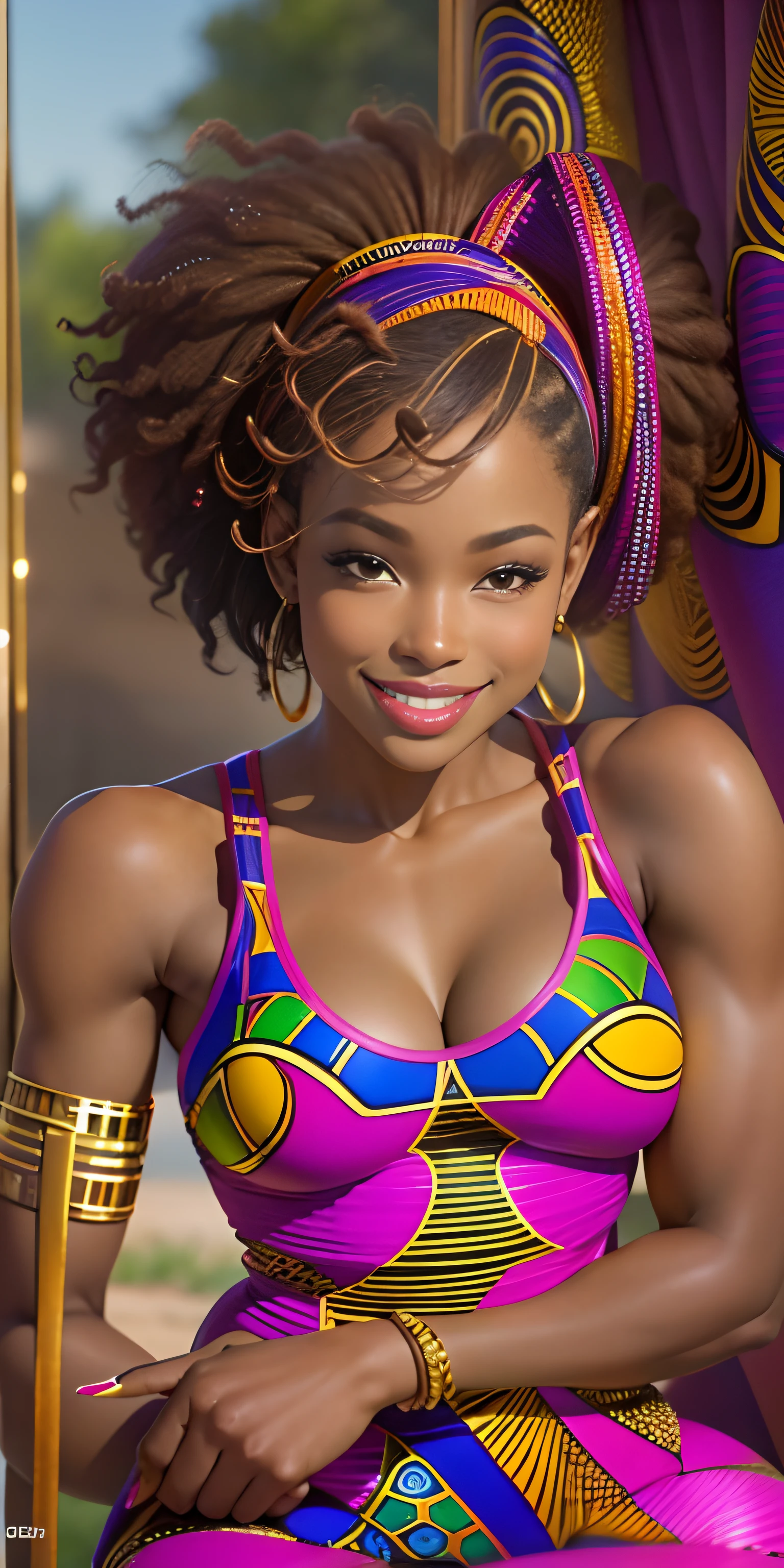 amazing body of the most beautiful african woman, with a cute smile, as an absolutely epic sexual icon, beautiful legs and arms and skin, beautiful face