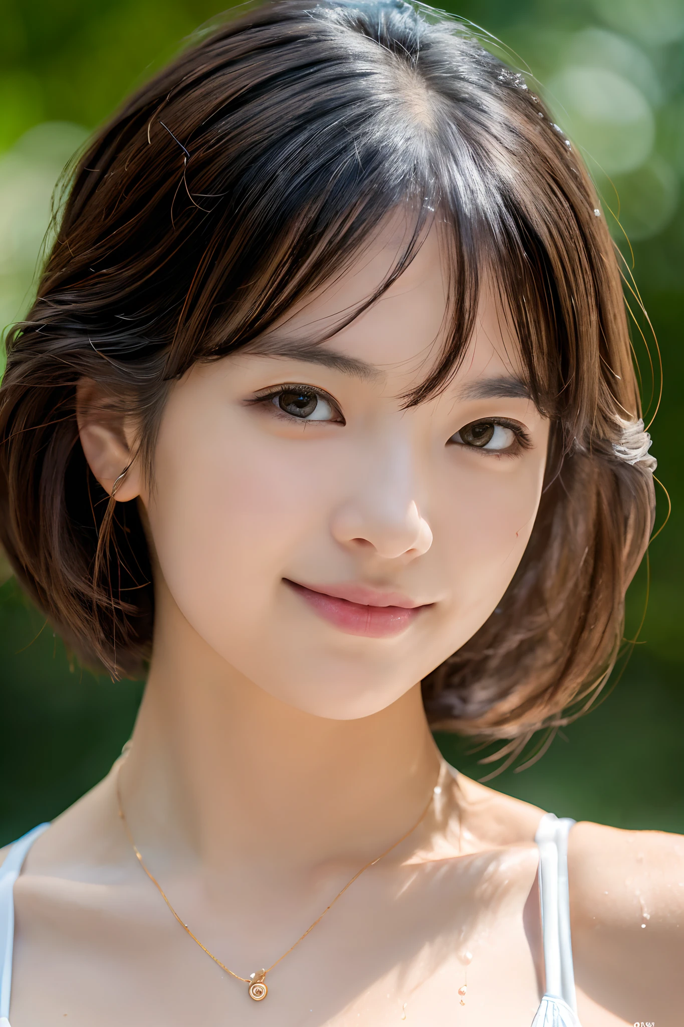 (masutepiece:1.3), (8K, Photorealistic, Raw photo, Best Quality: 1.4), Japanese, (1girl in), Beautiful face, (Realistic face), (Black hair), Beautiful hairstyle, Realistic eyes, Beautiful detailed eyes, (Realistic skin), Beautiful skin, Attractive, 超A high resolution, A hyper-realistic, Highly detailed, Golden ratio,School uniform. (3 Gills:1.5), (Sony Alpha 1, 50.1 megapixel full-frame CMOS sensor, 8K video recording function), (telephoto lens), (Realistic),(8K, 超A high resolution, Best Quality, masutepiece:1.2),Ultra-detailed,beautifull detailed face, FULL ANATOMY,(Beautiful detailed eyes:1.3),Smile,extremely delicate and beautiful, Extremely detailed, nffsw, Unity, 8K Wallpaper, amazing, finely detail, Ultra-detailed, High resolution, Extremely detailed, extremely detailed eye and face,Wet, ((Luxury Hotels:1.1)),((Colorful micro bikini:1.1)), [Ponytail],(huge-breasted, cleavage:1.3),