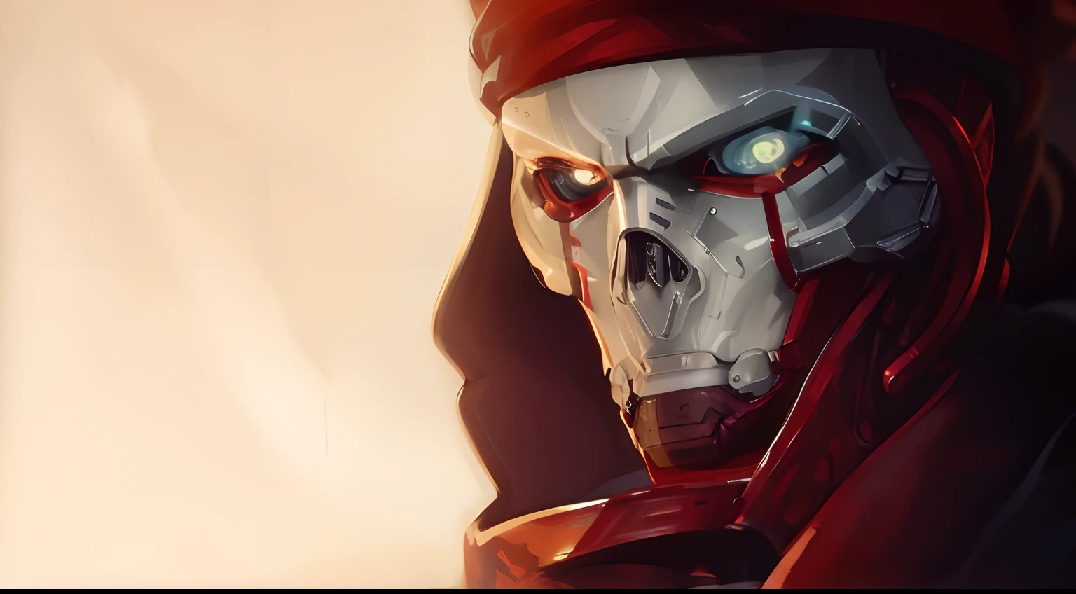A close-up of a person wearing a mask and a red head, Wraith de Apex Legends, Reaper de Overwatch, Borderlands art style, Arte digital detallado 4K, Arte digital 4K altamente detallado, Badass Anime 8K, epic digital art illustration, Retrato de Apex Legends, 8K HD Wallpaper Arte digital, darksiders art style, Bajo detalle. Pintura digital