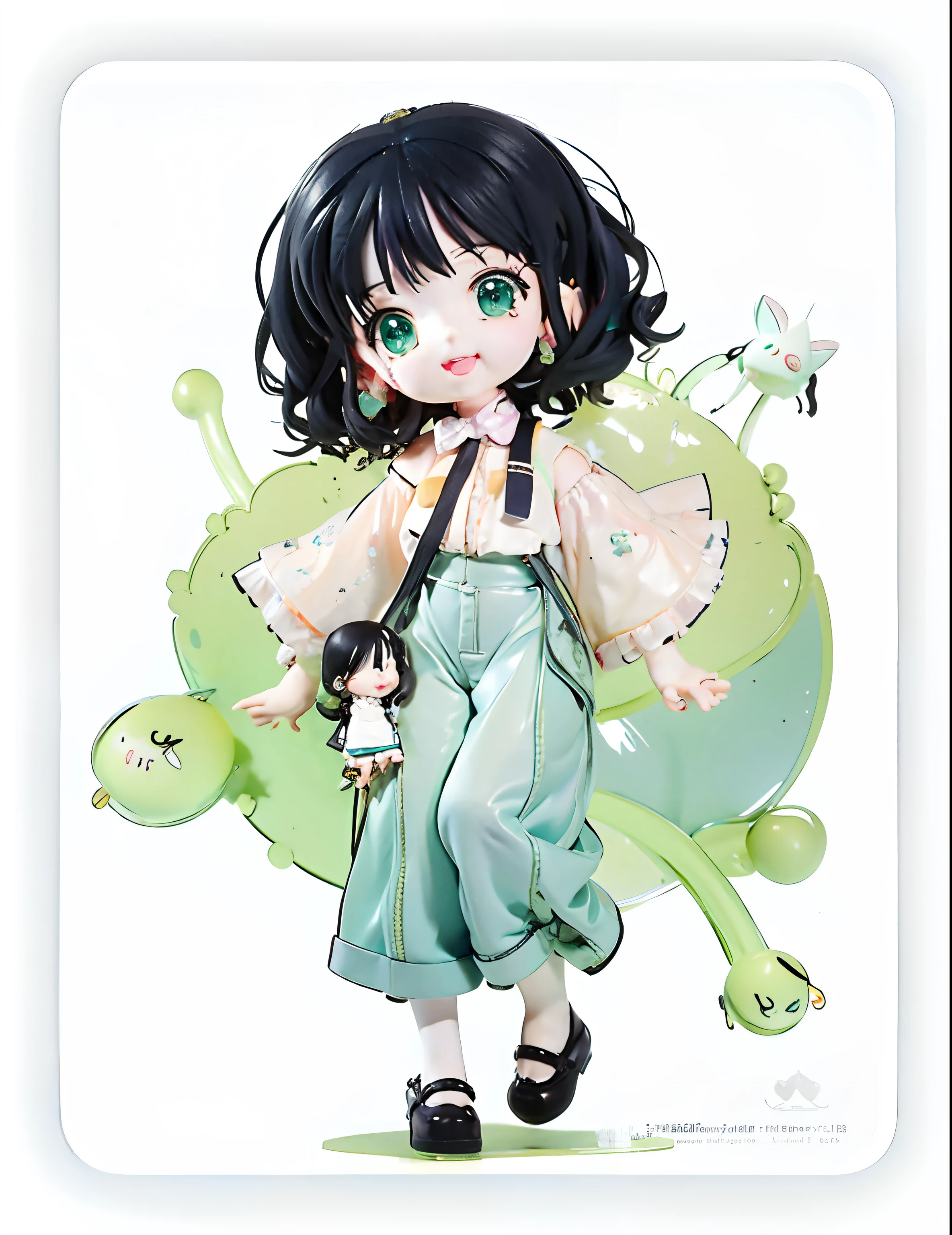 Anime girl with black hair and green eyes holding a doll, lovely art style, Cute anime style, anime moe art style, High Quality Anime Art Style, Style anime, cute kawaii girls, Cute anime girl, Cute anime, anime visual of a cute girl, in an anime style, anime art style, Anime style. 8K, Anime art style, In anime style