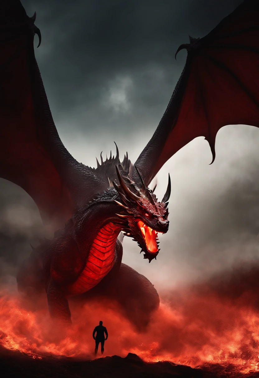 A fierce man,There is a red steaming dragon-shaped mist around the body,Charge forward,k hd