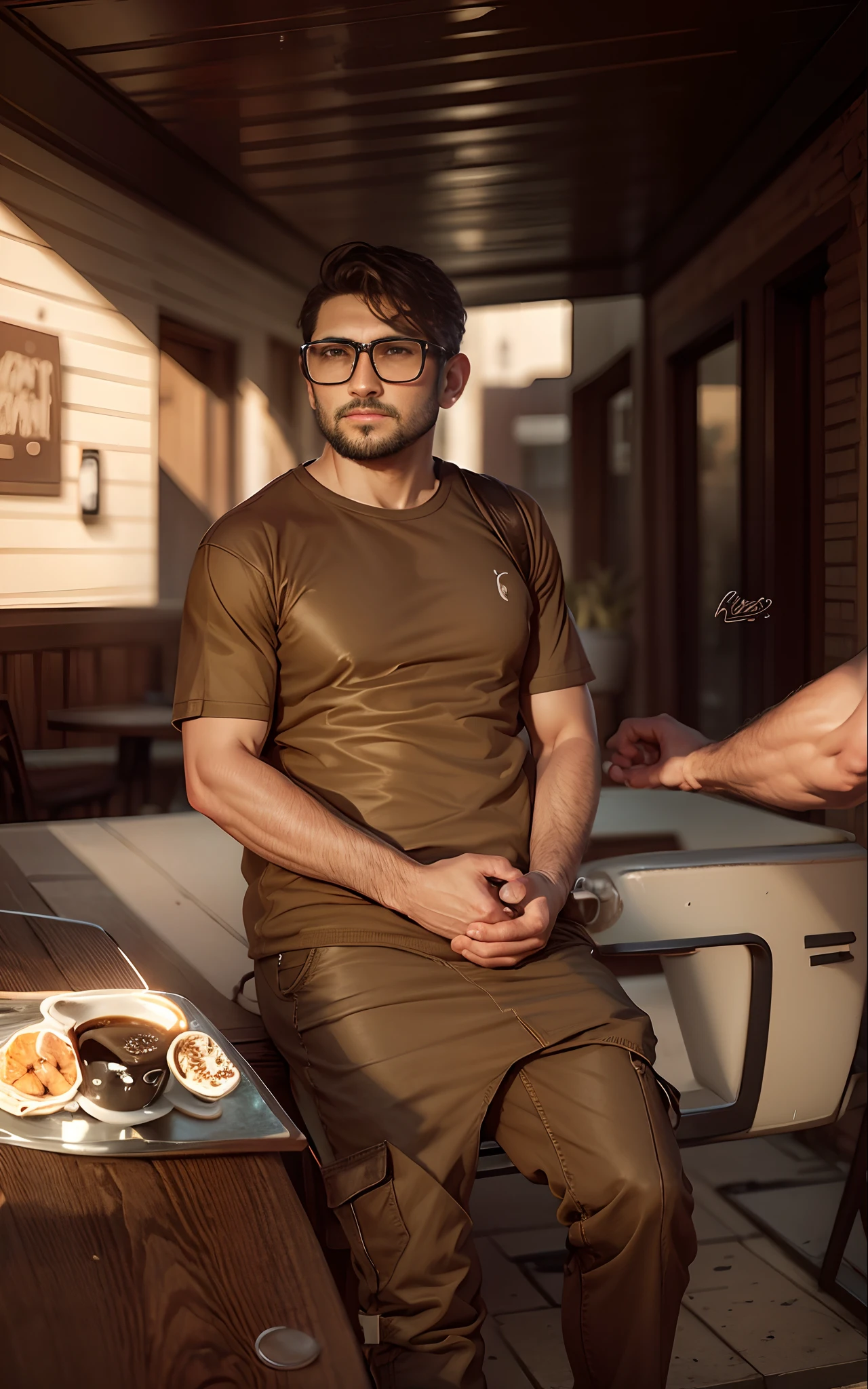 Coffee in hand with realistic face