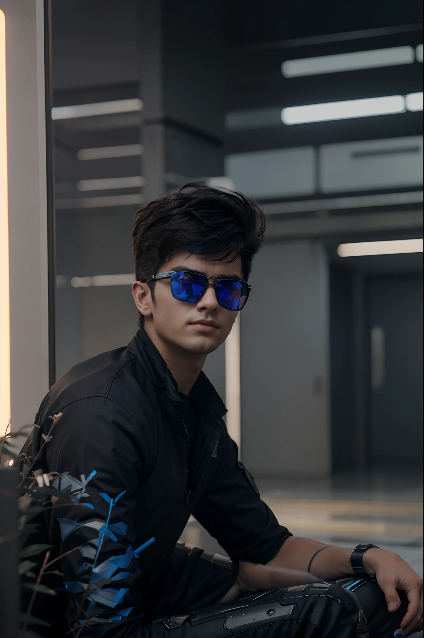 Change background cyberpunk handsome boy. realistic face. 8k ultra realistic