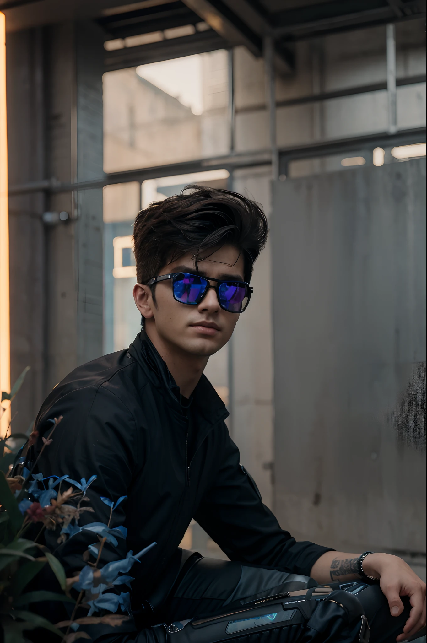 Change background cyberpunk handsome boy. realistic face. 8k ultra realistic