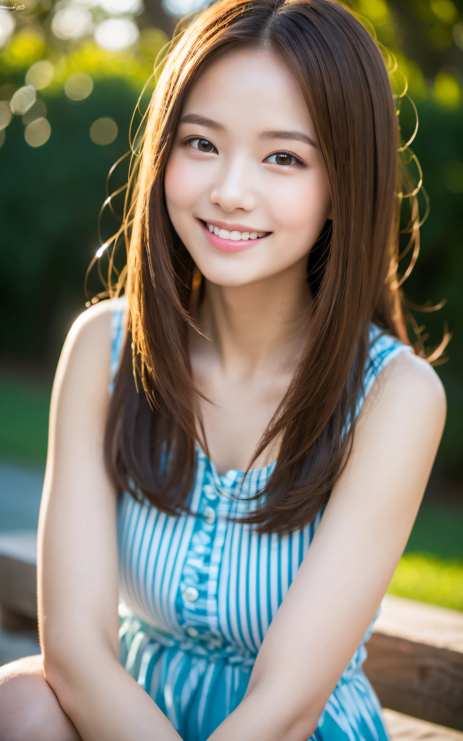 Japanese ),((beautiful girl)),cleavage,An expression that imagines something pleasant:1.2,(perfect body beauty:1.2),((perfect body)),(shy smile),beautiful teeth,